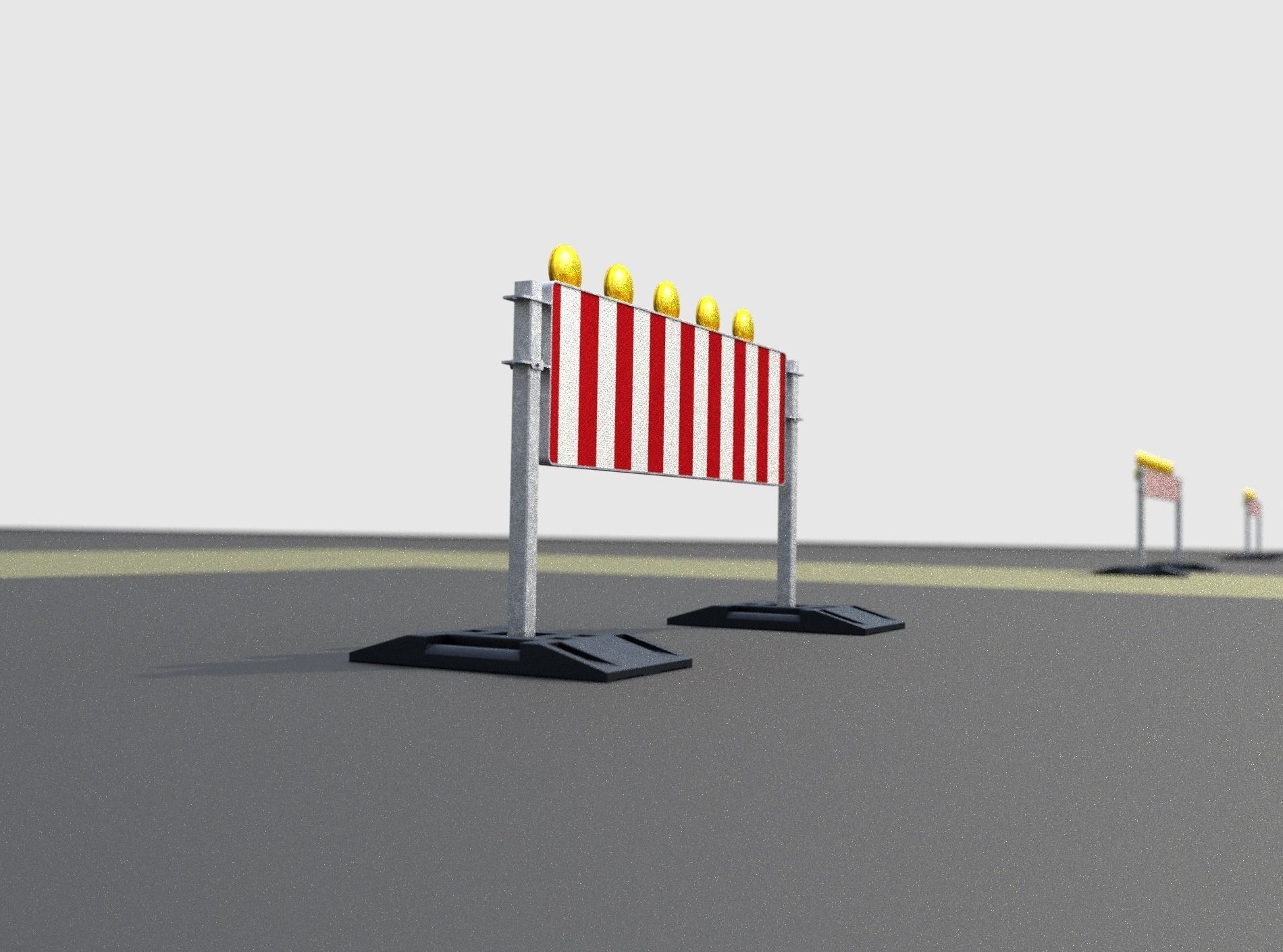 Construction Barrier 5 with warning lights 600-37 500x1600mm Low-poly 3D model_41