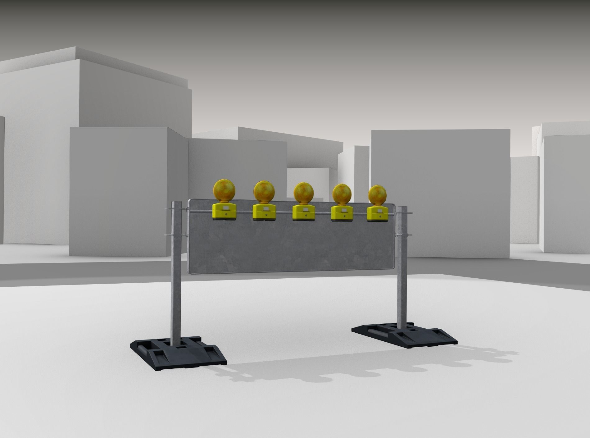 Construction Barrier 5 with warning lights 600-37 500x1600mm Low-poly 3D model_24