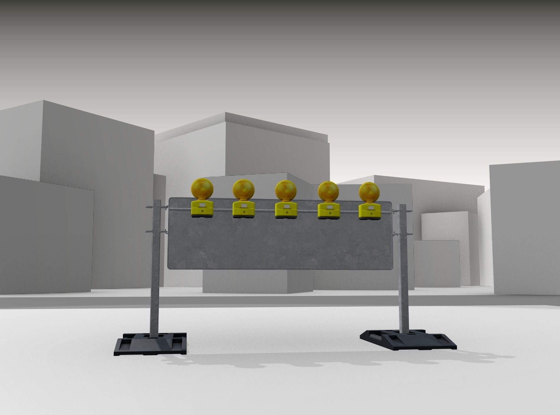 Construction Barrier 5 with warning lights 600-37 500x1600mm Low-poly 3D model_26