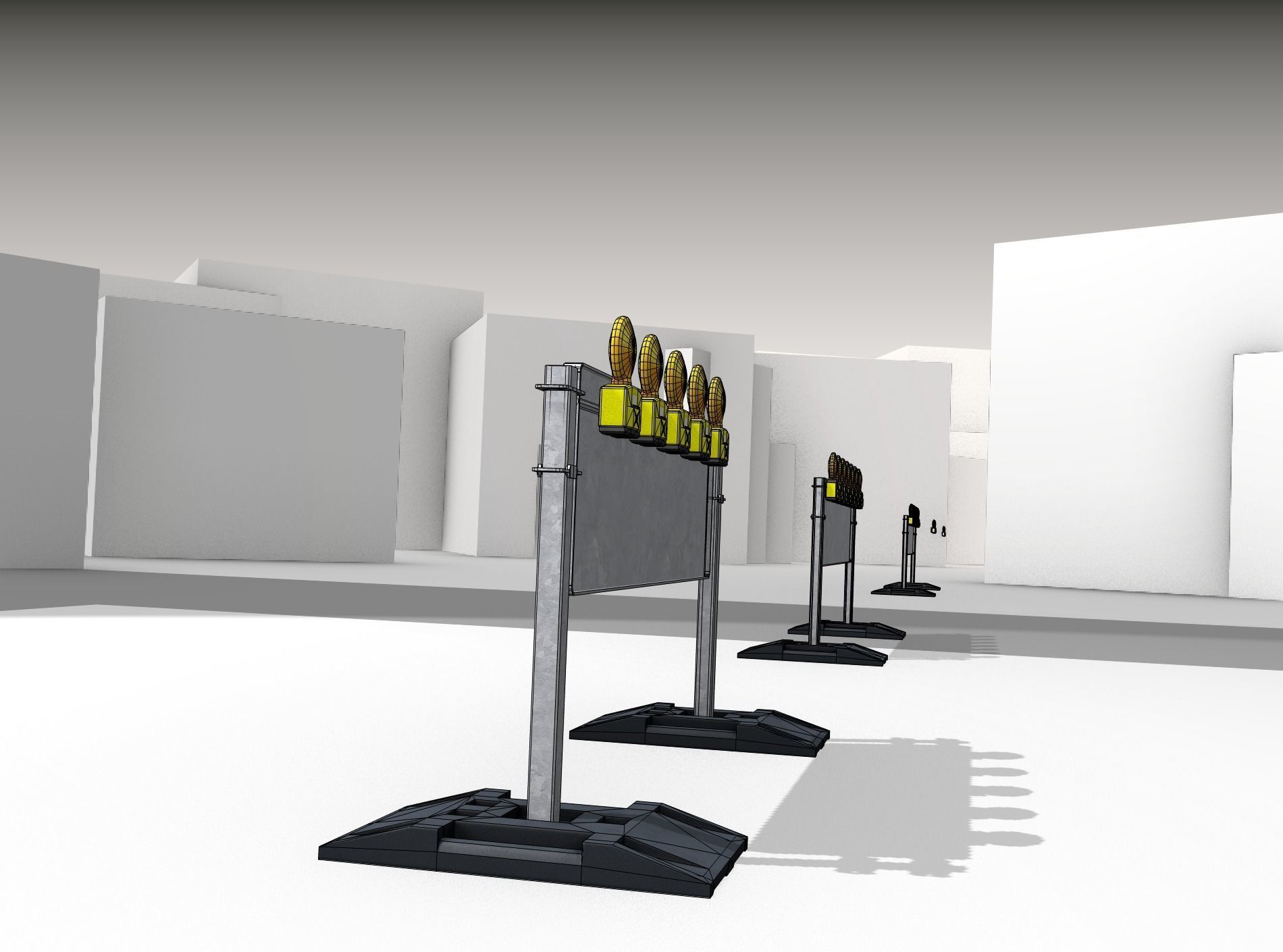 Construction Barrier 5 with warning lights 600-37 500x1600mm Low-poly 3D model_17