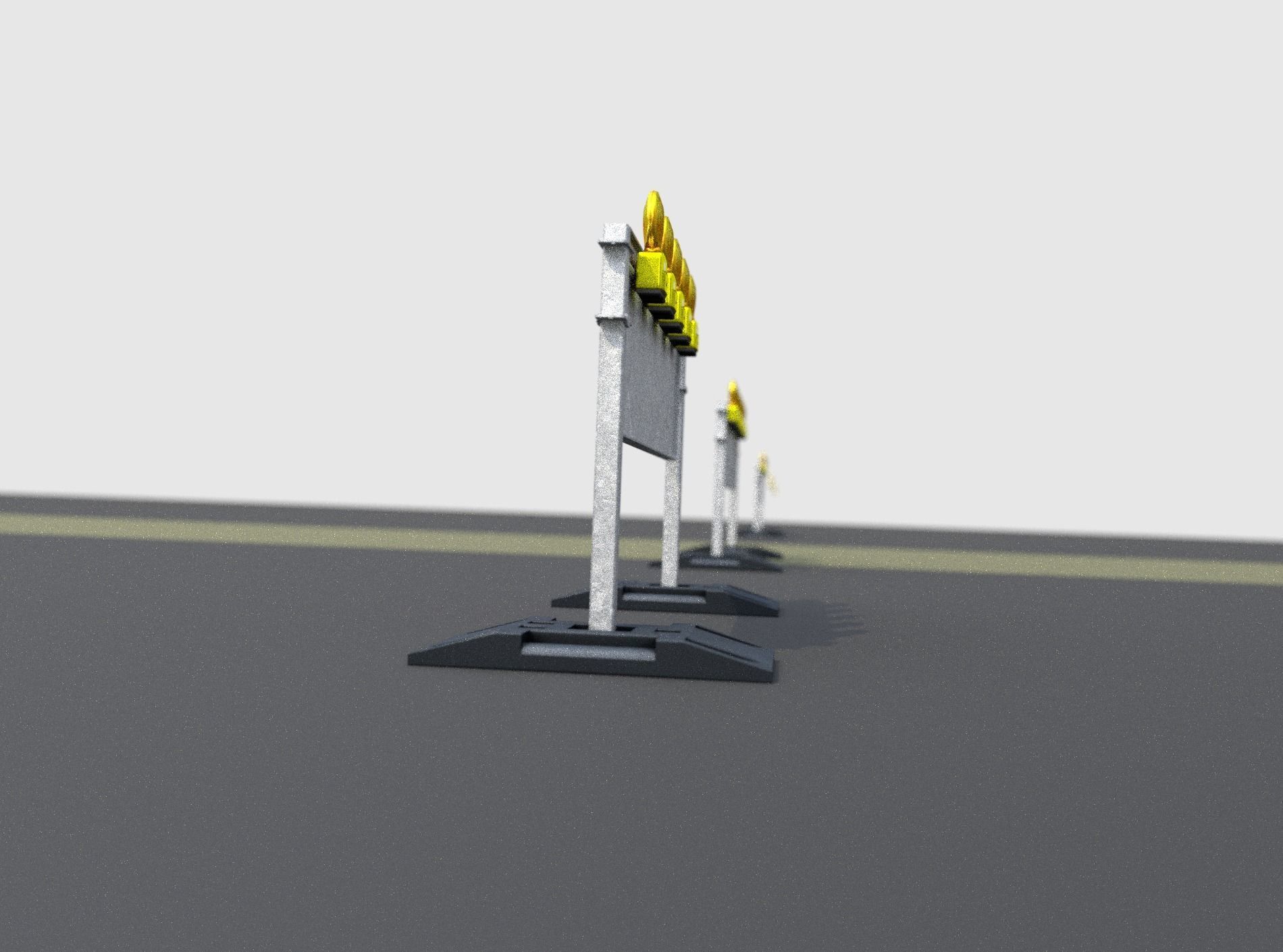 Construction Barrier 5 with warning lights 600-37 500x1600mm Low-poly 3D model_16