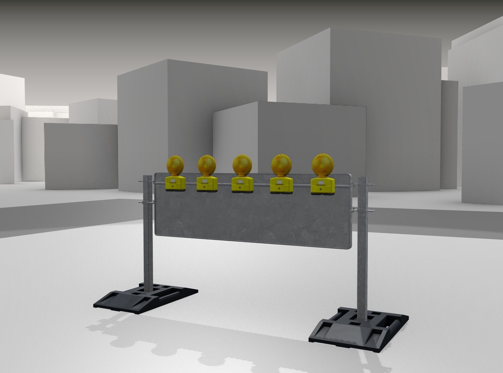 Construction Barrier 5 with warning lights 600-37 500x1600mm Low-poly 3D model_30