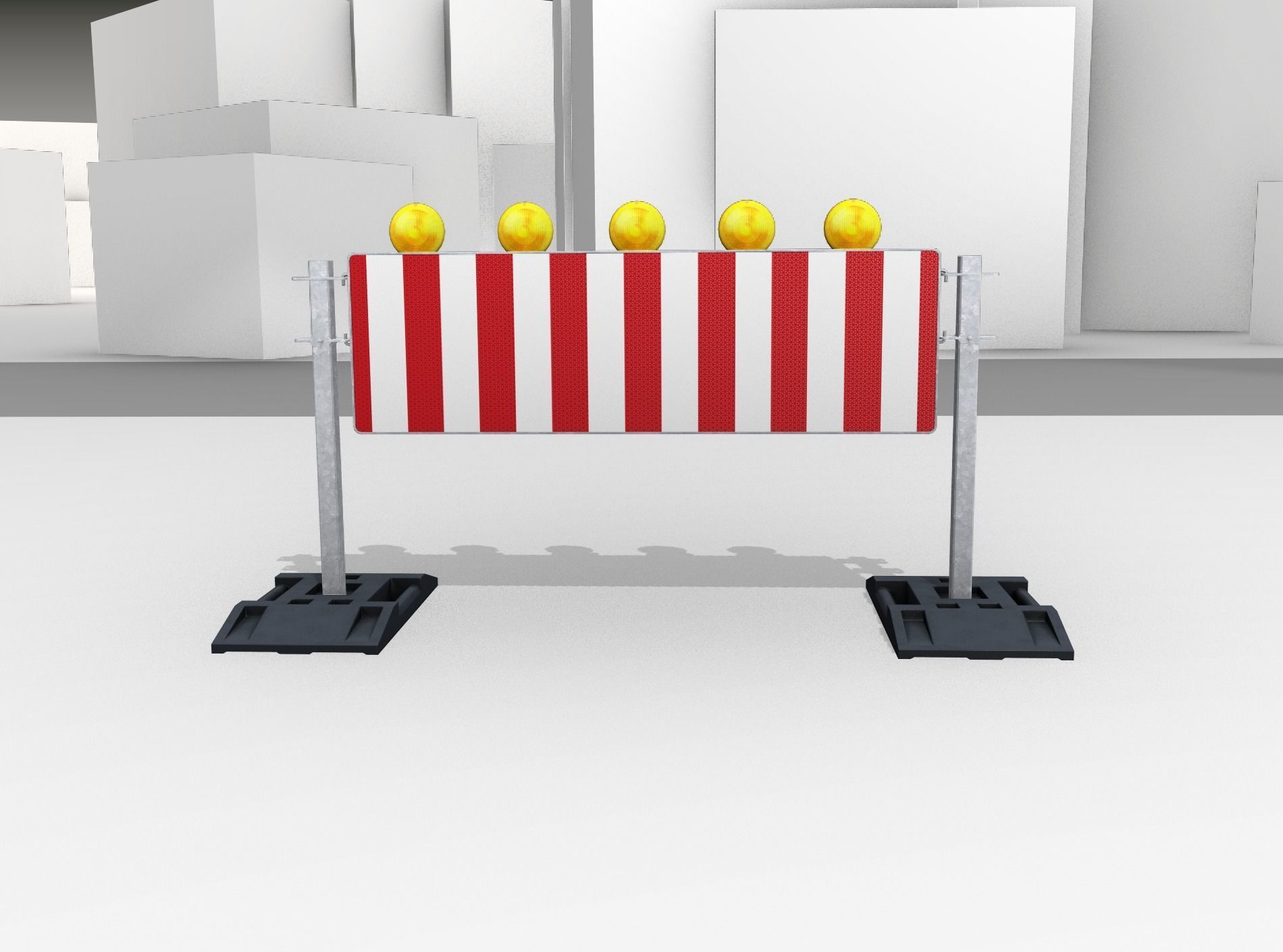 Construction Barrier 5 with warning lights 600-37 500x1600mm Low-poly 3D model_5