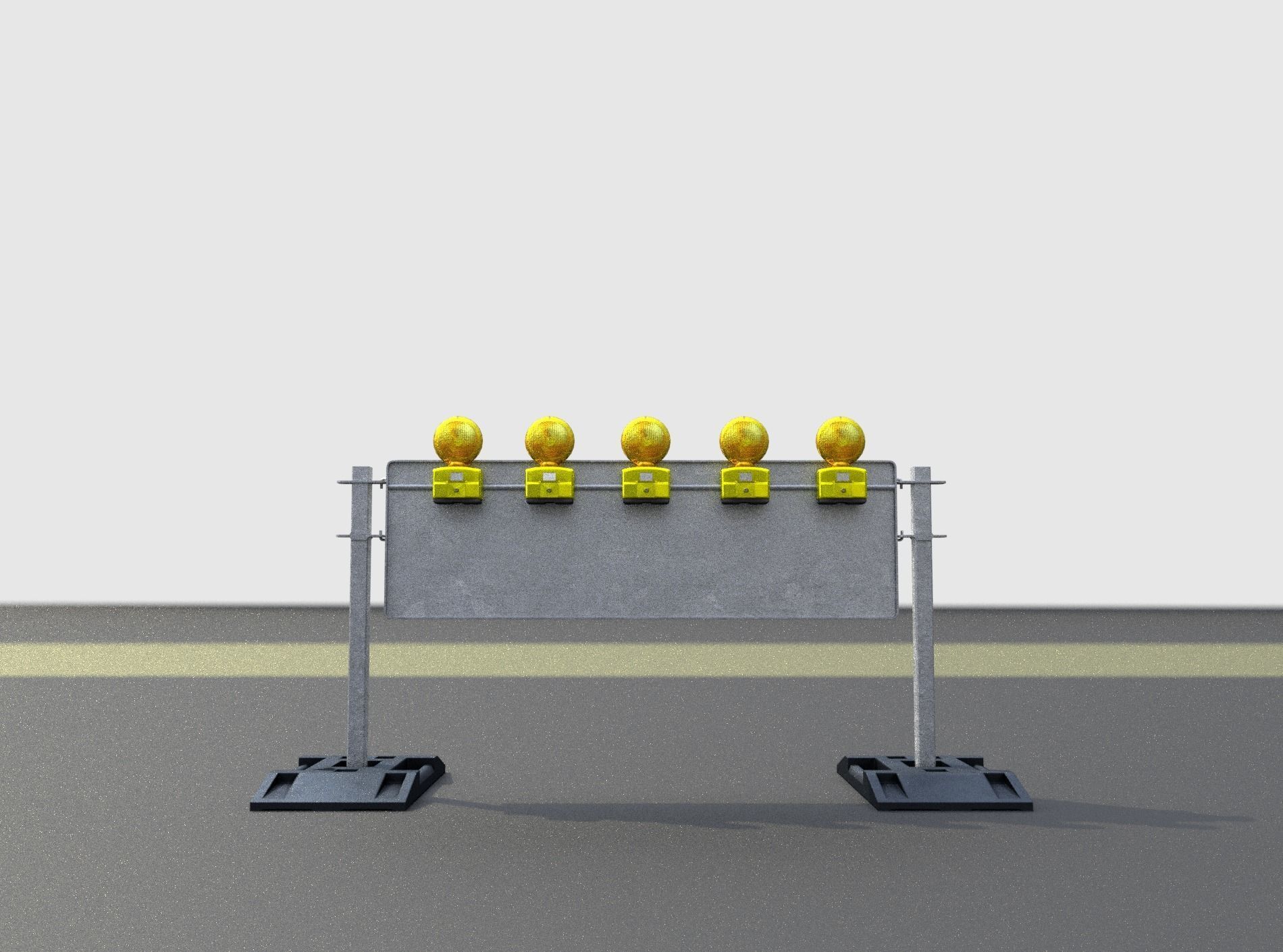 Construction Barrier 5 with warning lights 600-37 500x1600mm Low-poly 3D model_27