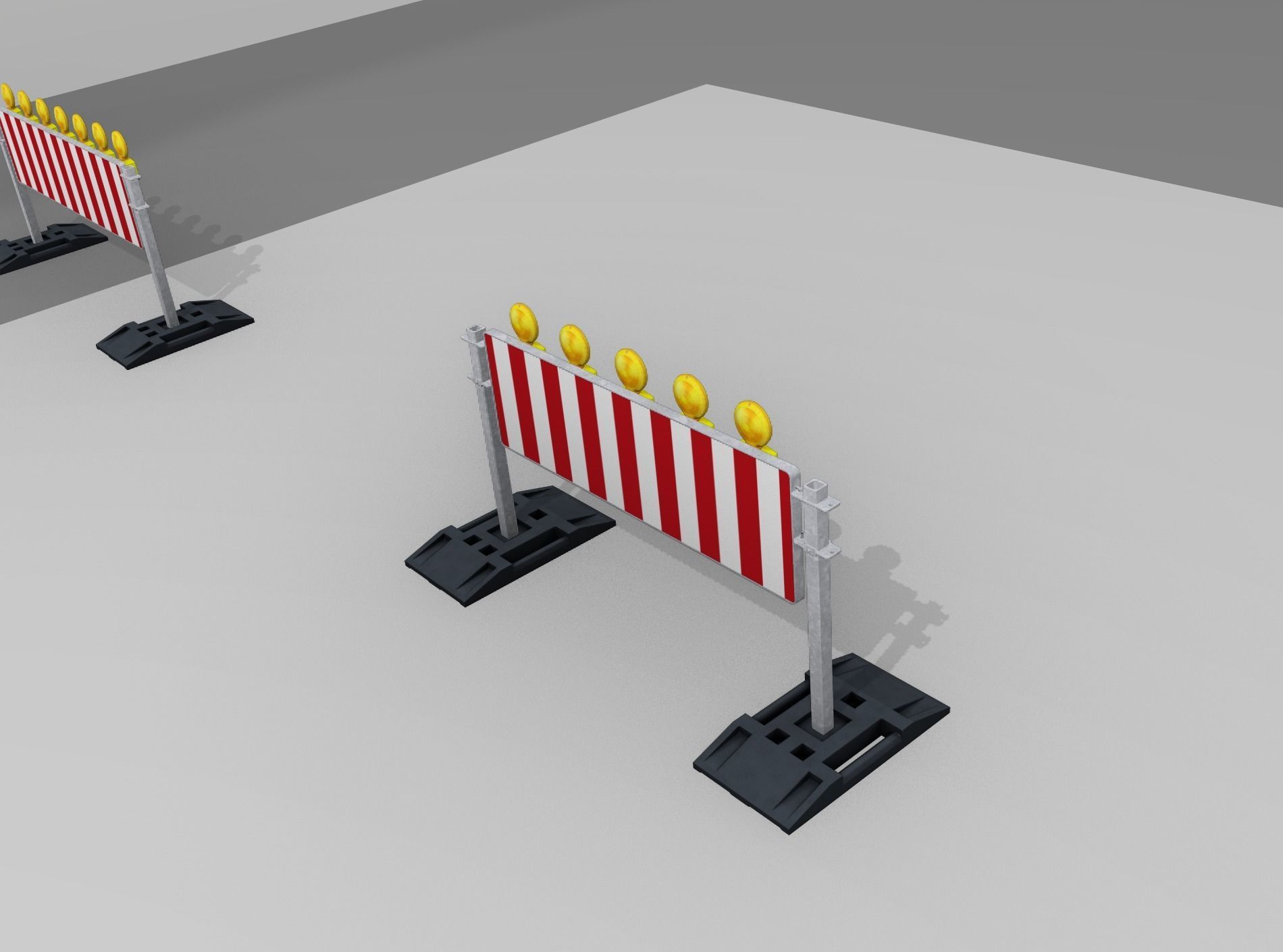Construction Barrier 5 with warning lights 600-37 500x1600mm Low-poly 3D model_11