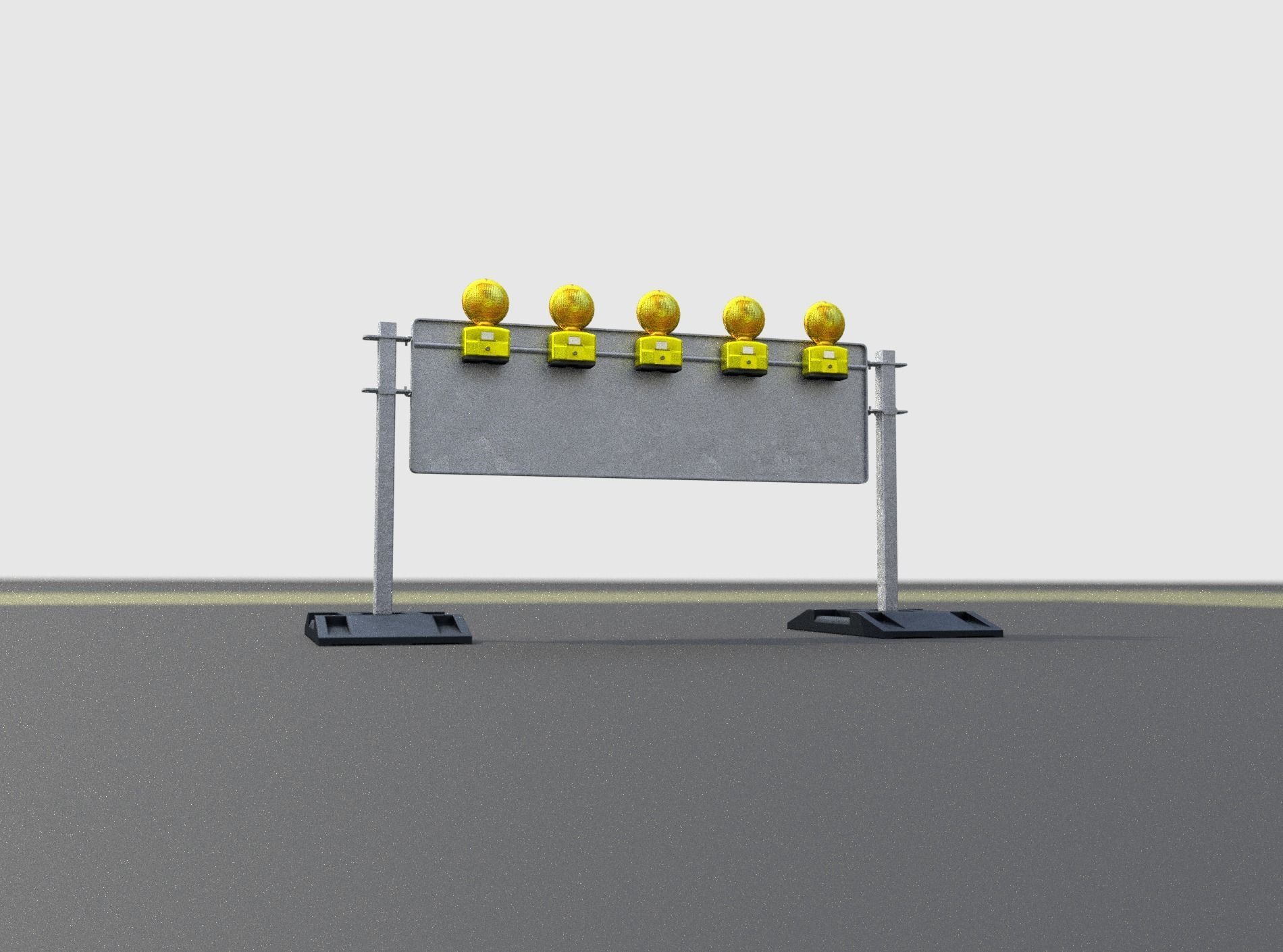 Construction Barrier 5 with warning lights 600-37 500x1600mm Low-poly 3D model_25