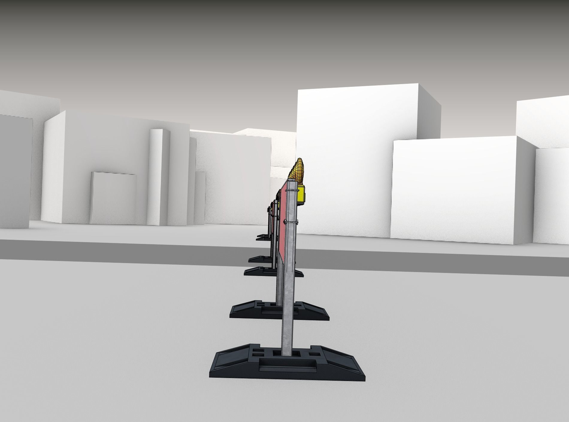Construction Barrier 5 with warning lights 600-37 500x1600mm Low-poly 3D model_15