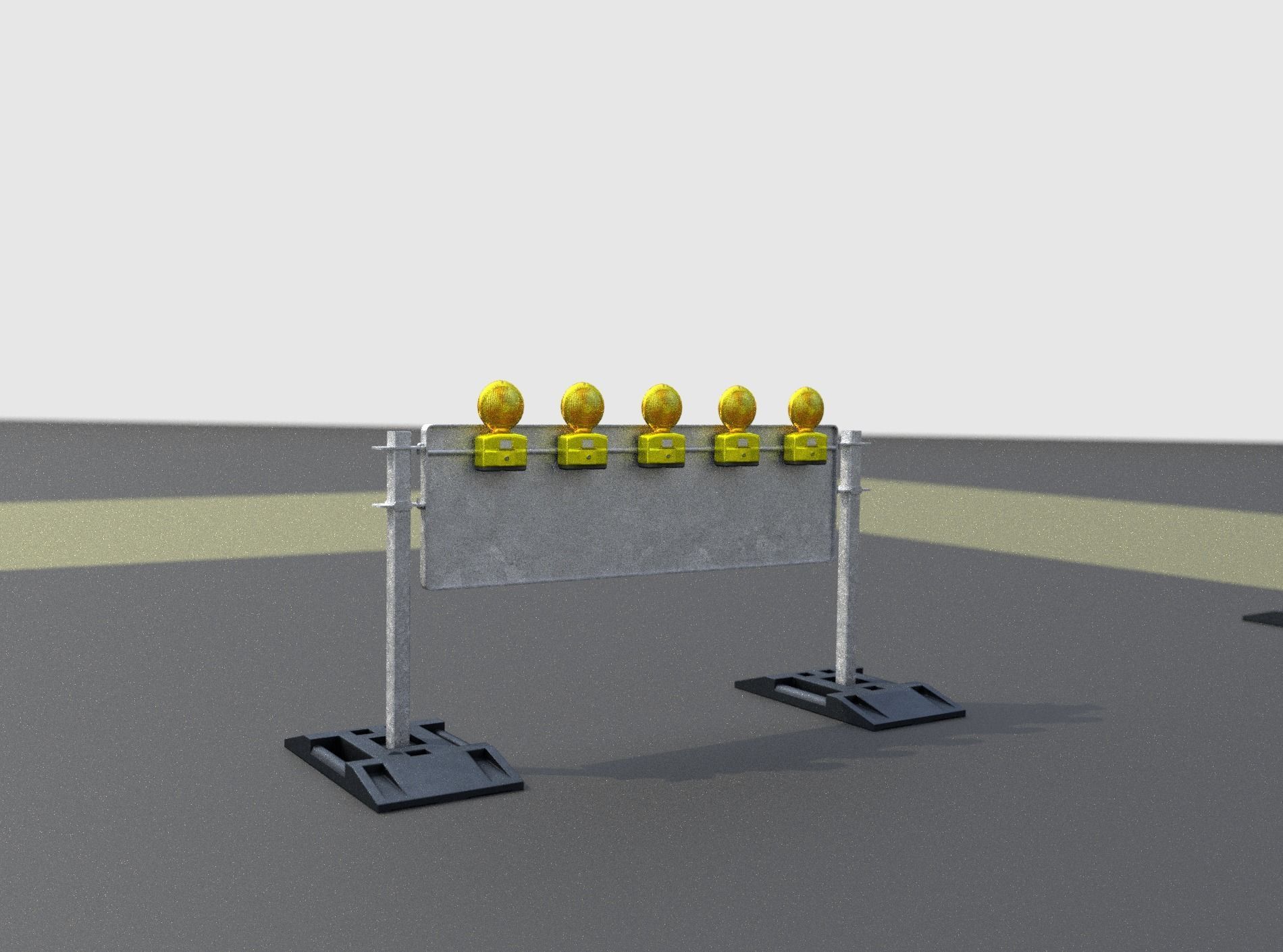 Construction Barrier 5 with warning lights 600-37 500x1600mm Low-poly 3D model_23