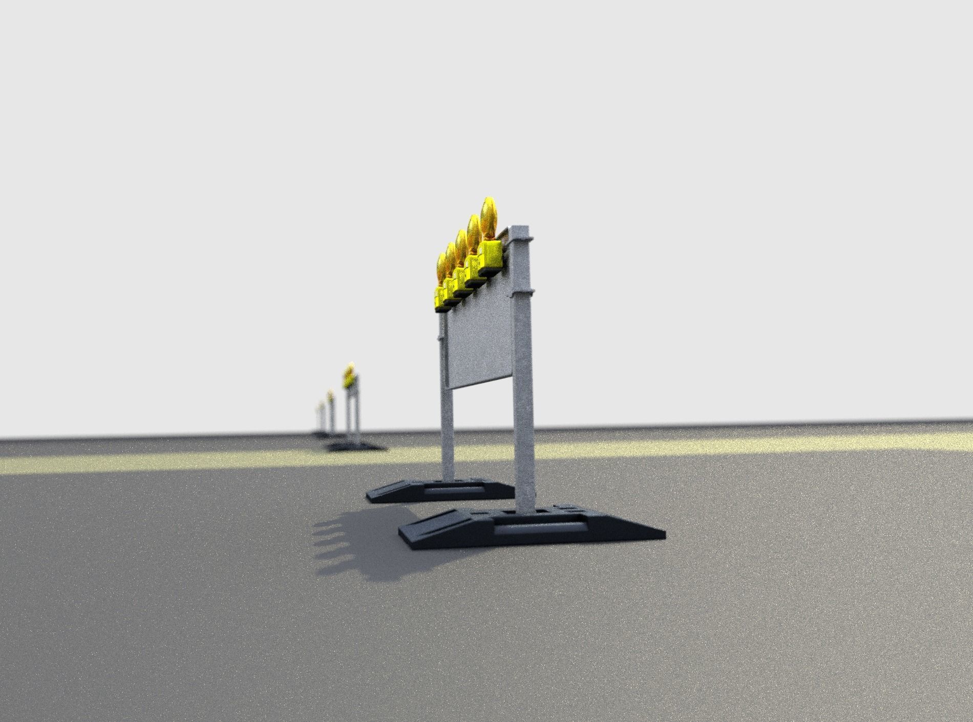 Construction Barrier 5 with warning lights 600-37 500x1600mm Low-poly 3D model_35