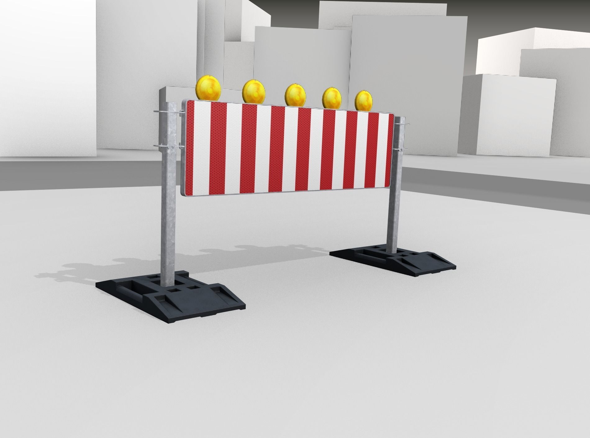Construction Barrier 5 with warning lights 600-37 500x1600mm Low-poly 3D model_44
