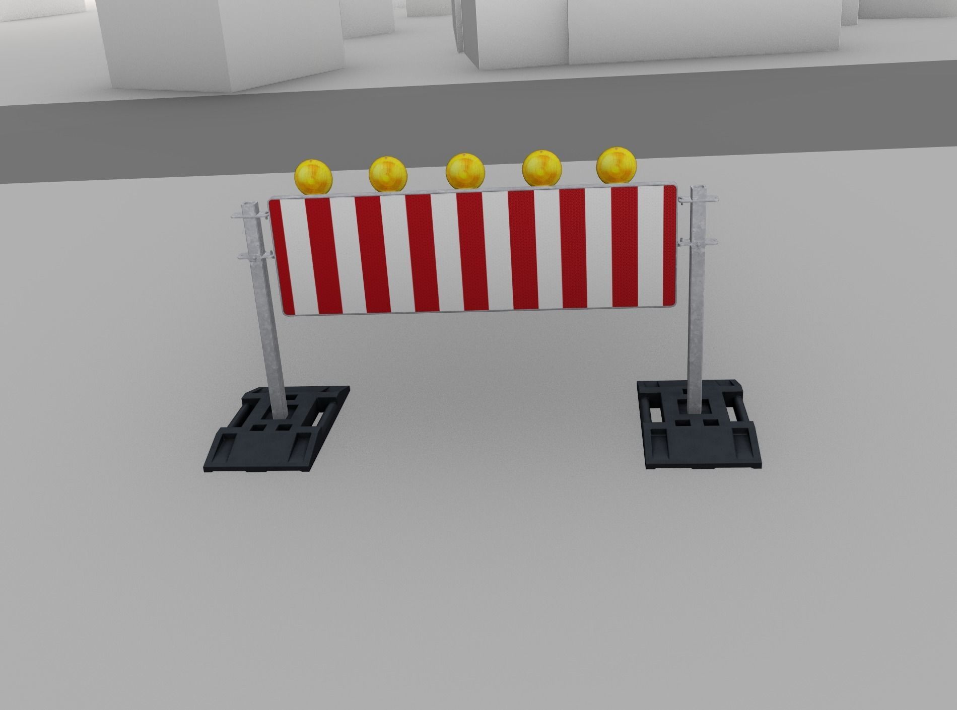 Construction Barrier 5 with warning lights 600-37 500x1600mm Low-poly 3D model_49