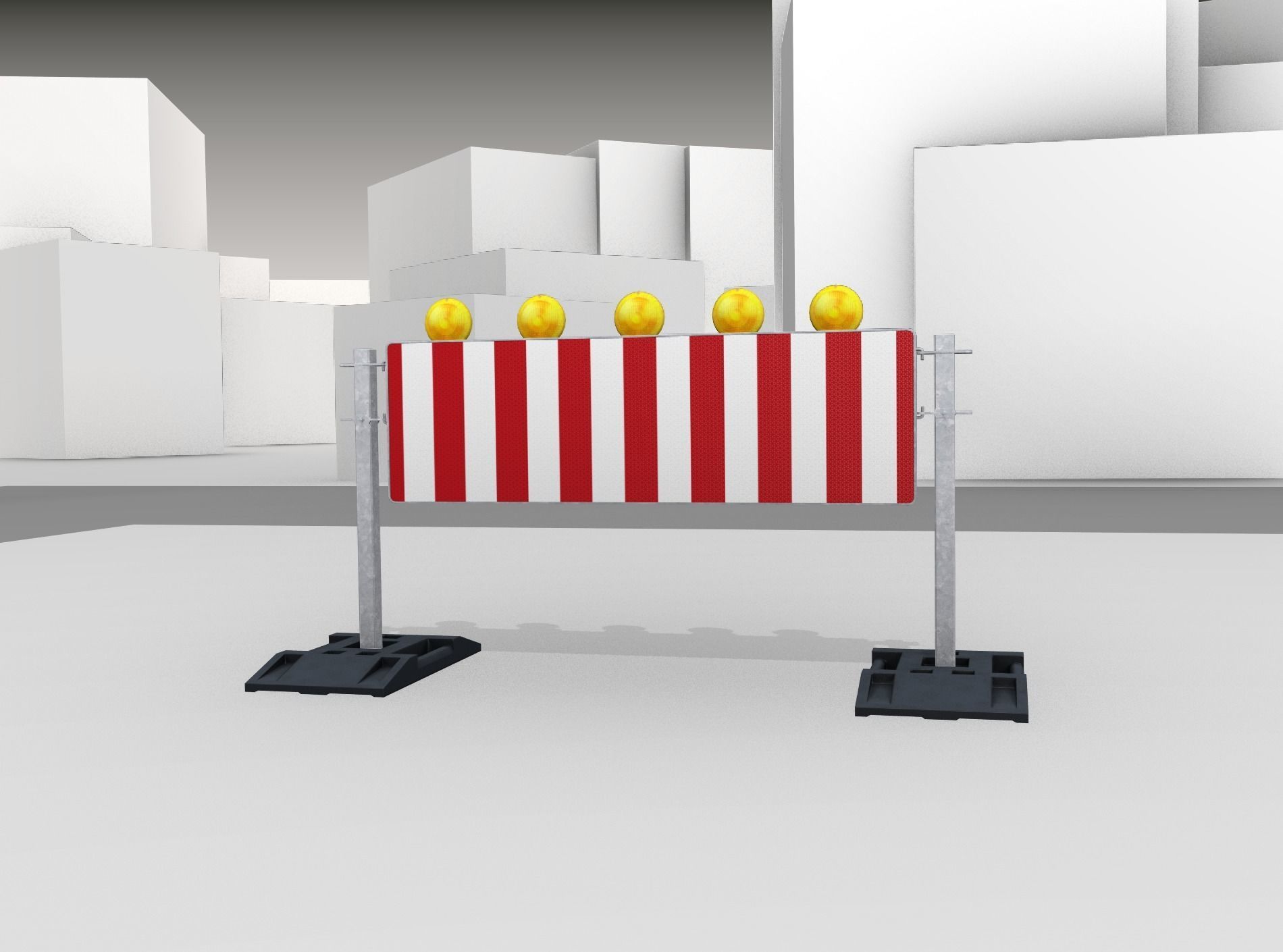 Construction Barrier 5 with warning lights 600-37 500x1600mm Low-poly 3D model_7