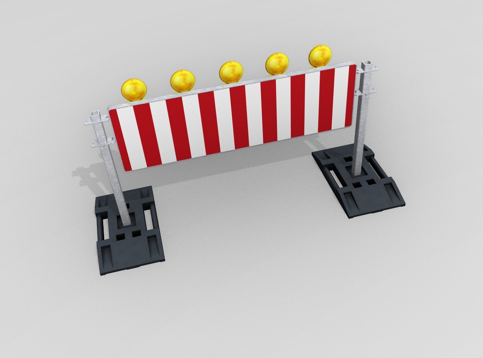 Construction Barrier 5 with warning lights 600-37 500x1600mm Low-poly 3D model_46
