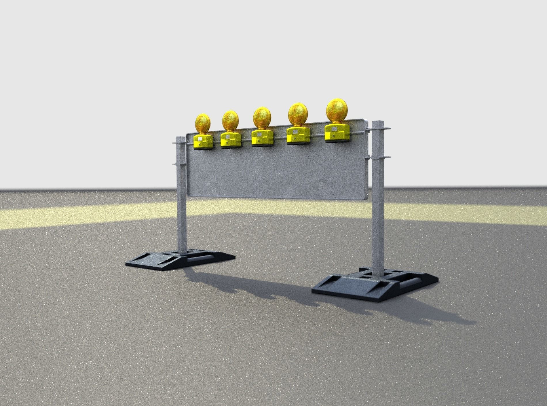 Construction Barrier 5 with warning lights 600-37 500x1600mm Low-poly 3D model_31