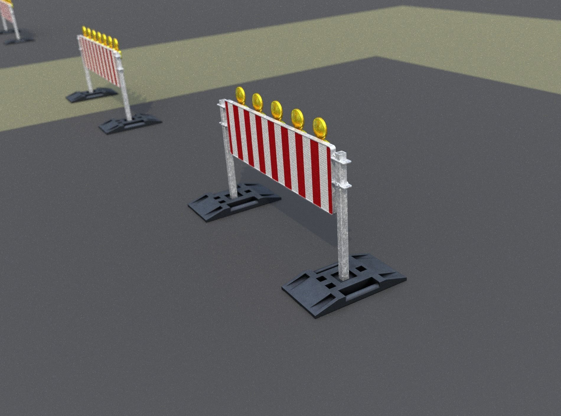 Construction Barrier 5 with warning lights 600-37 500x1600mm Low-poly 3D model_12