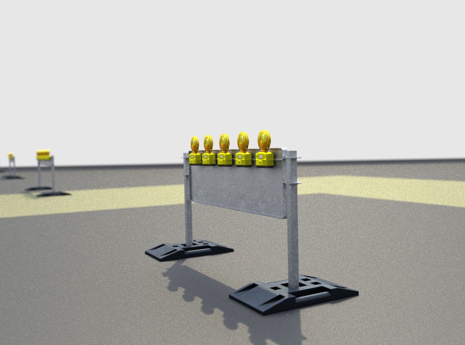 Construction Barrier 5 with warning lights 600-37 500x1600mm Low-poly 3D model_33