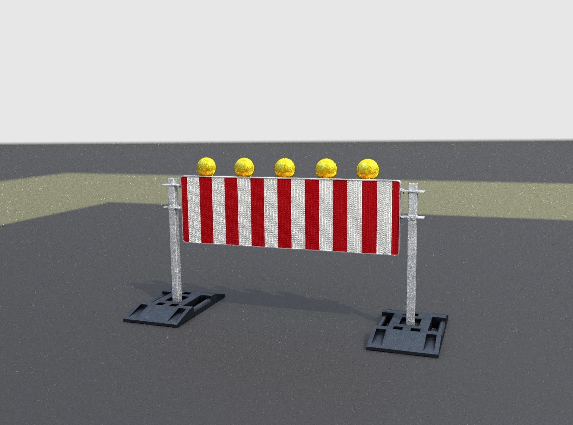 Construction Barrier 5 with warning lights 600-37 500x1600mm Low-poly 3D model_8