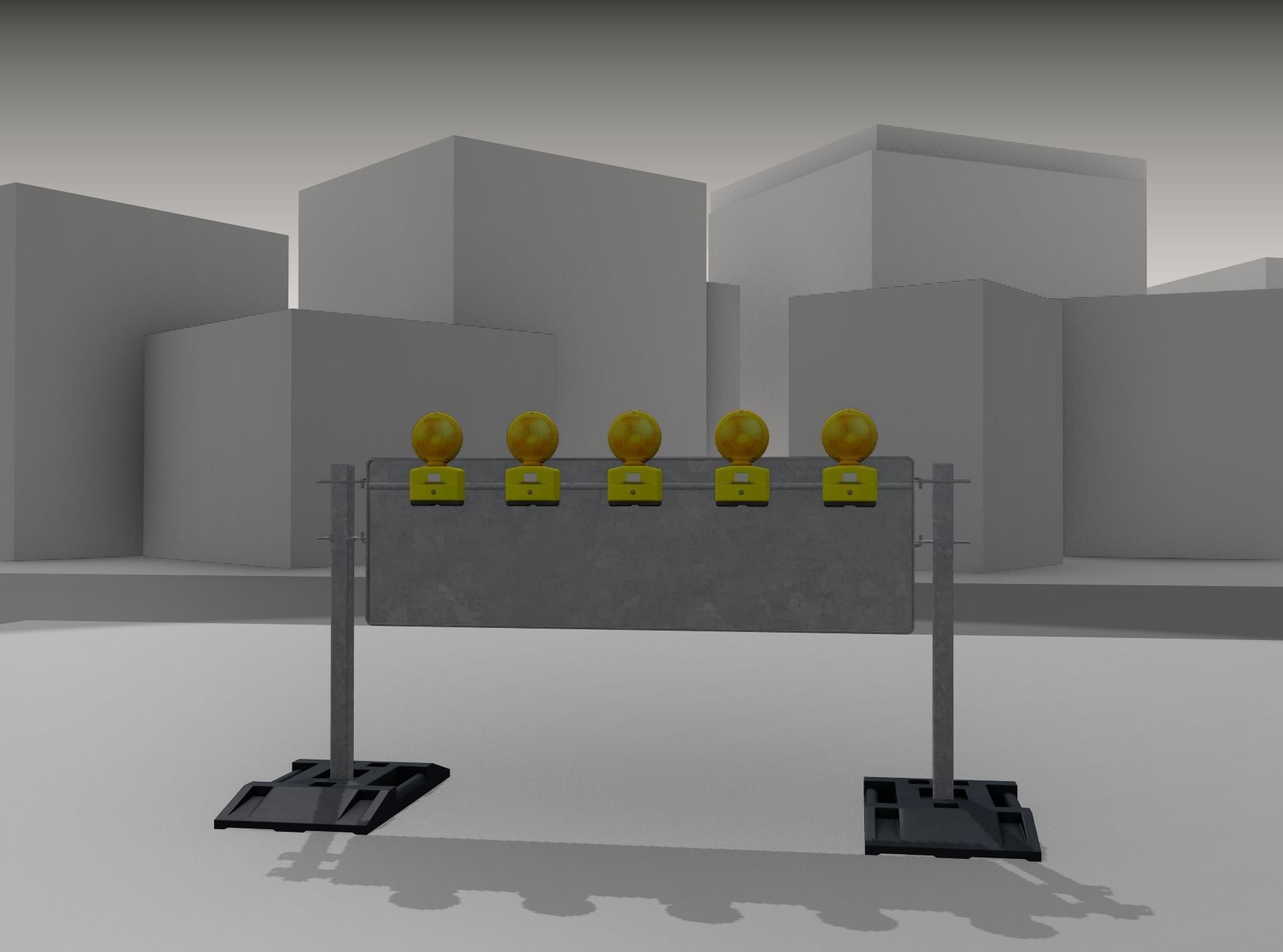 Construction Barrier 5 with warning lights 600-37 500x1600mm Low-poly 3D model_28