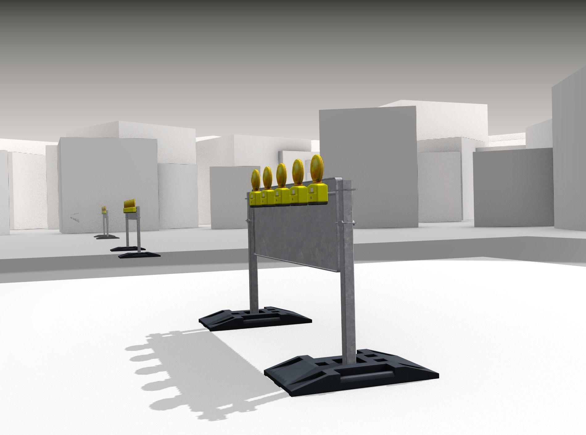 Construction Barrier 5 with warning lights 600-37 500x1600mm Low-poly 3D model_34