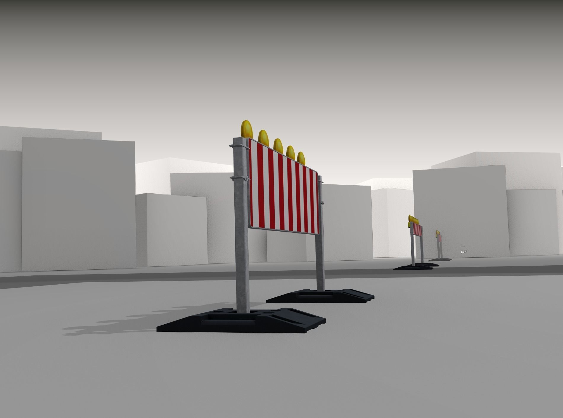 Construction Barrier 5 with warning lights 600-37 500x1600mm Low-poly 3D model_38