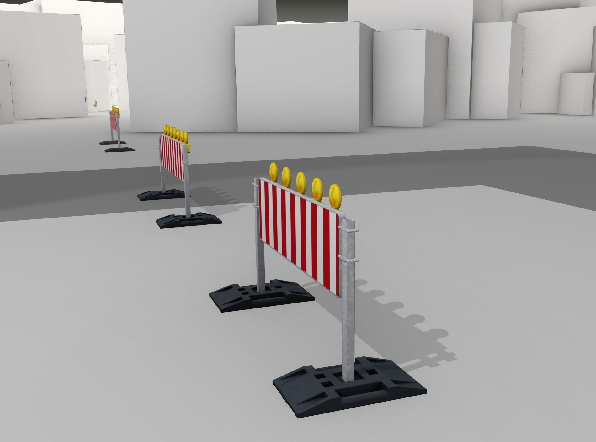 Construction Barrier 5 with warning lights 600-37 500x1600mm Low-poly 3D model_13