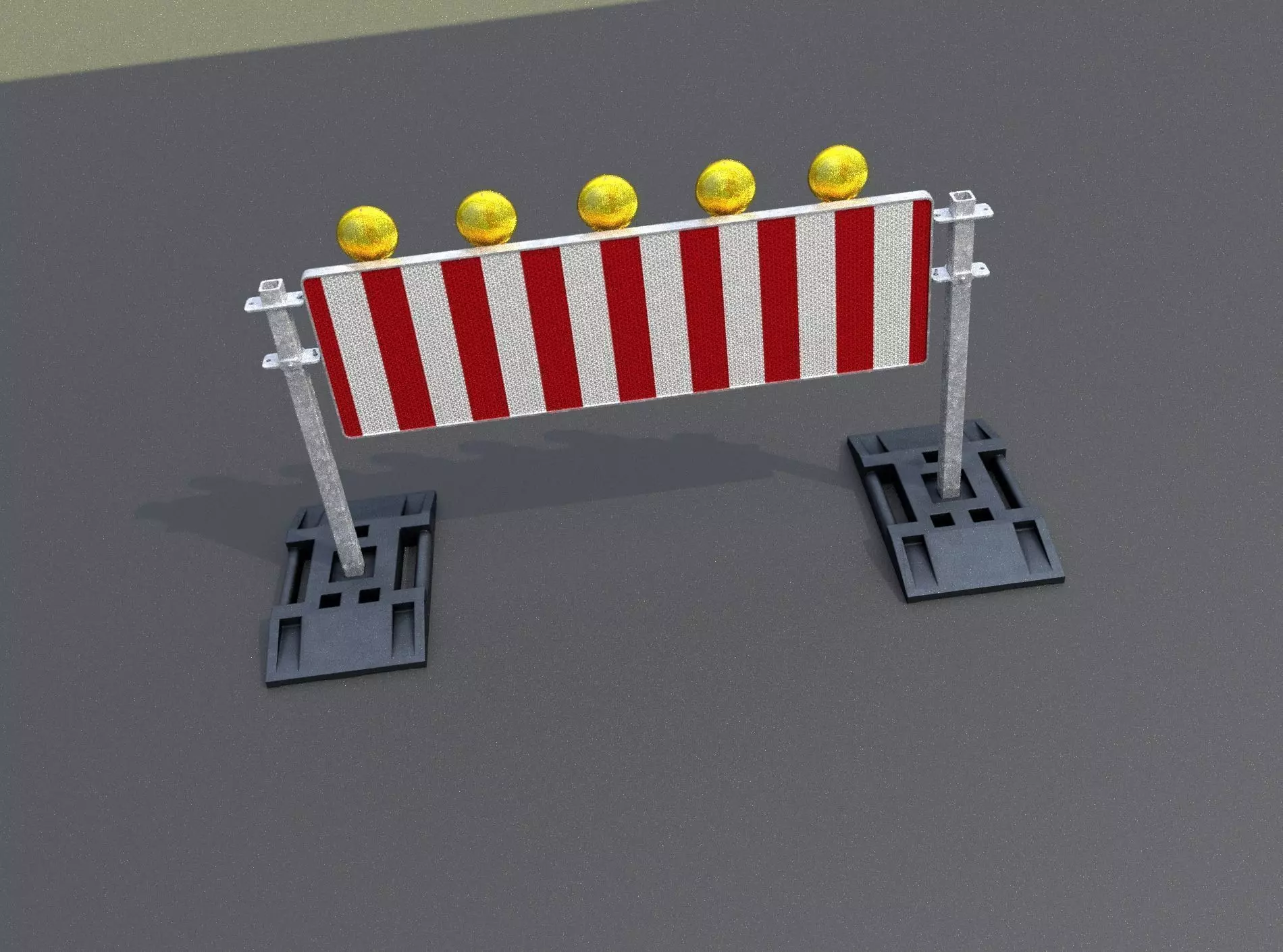 Construction Barrier 5 with warning lights 600-37 500x1600mm Low-poly 3D model_0