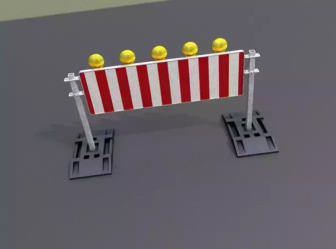 Construction Barrier 5 with warning lights 600-37 500x1600mm Low-poly 3D model