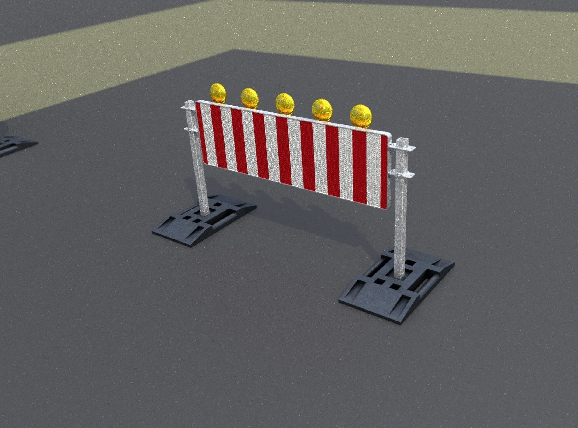 Construction Barrier 5 with warning lights 600-37 500x1600mm Low-poly 3D model_10