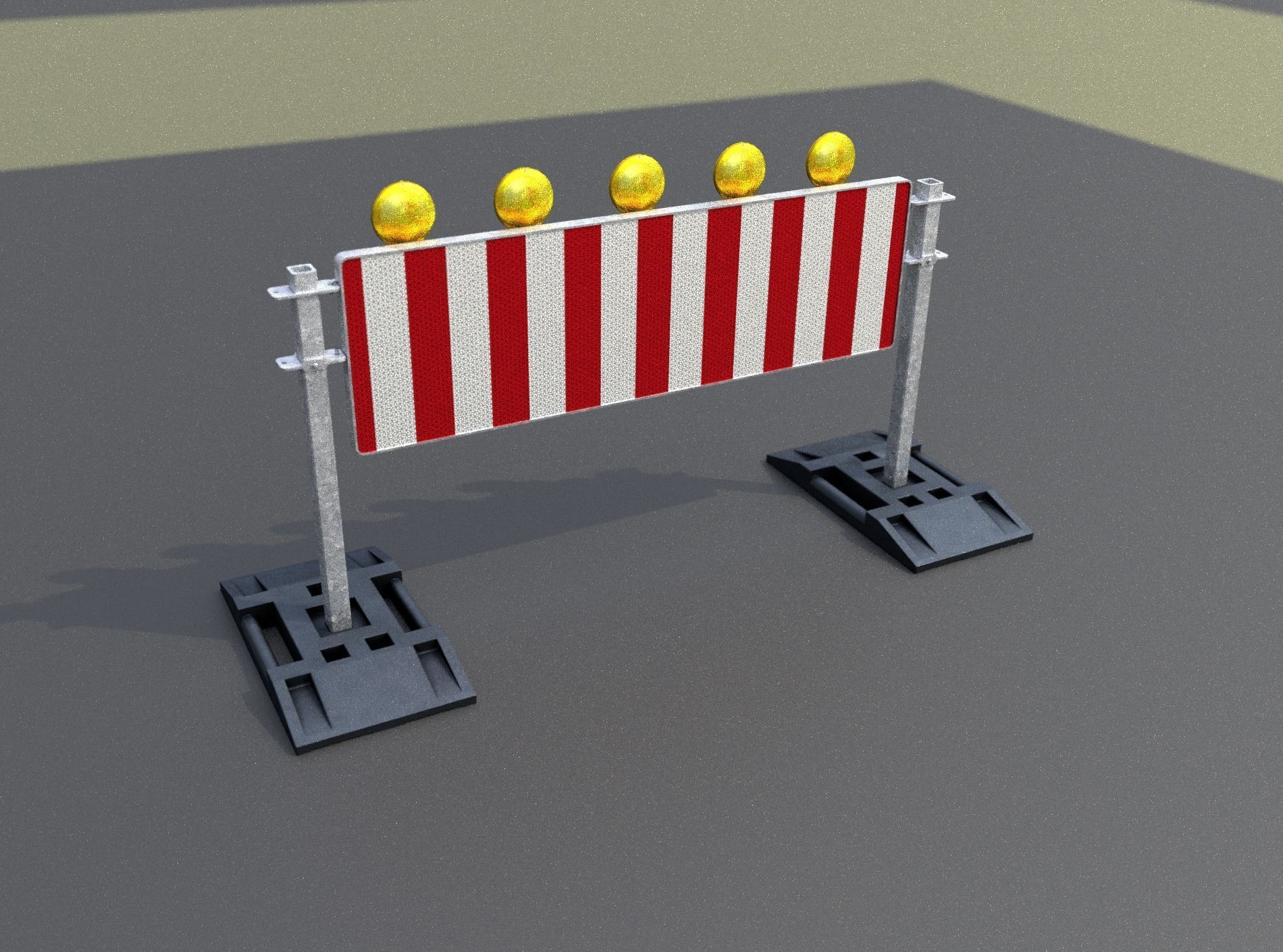 Construction Barrier 5 with warning lights 600-37 500x1600mm Low-poly 3D model_45