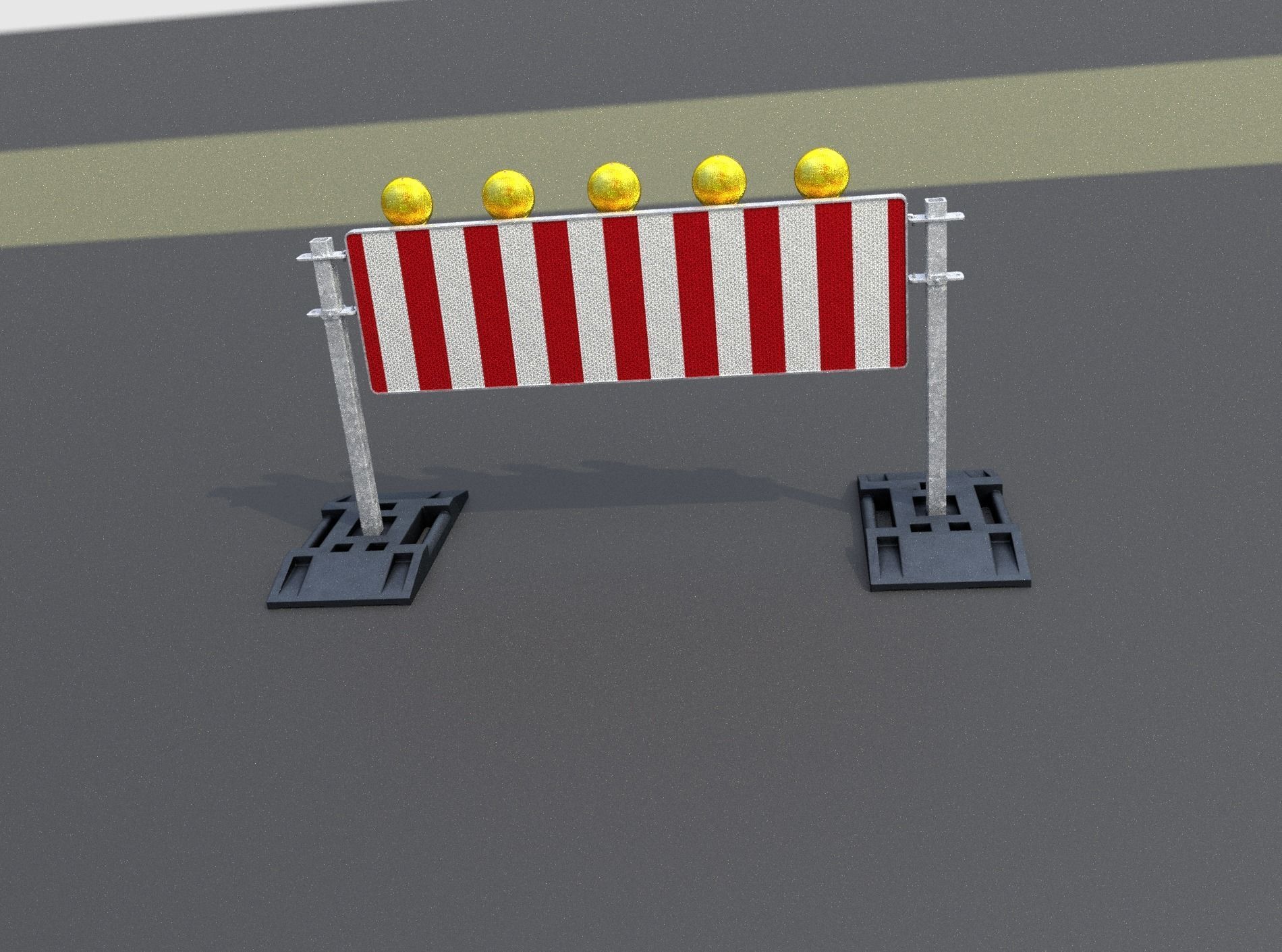 Construction Barrier 5 with warning lights 600-37 500x1600mm Low-poly 3D model_48