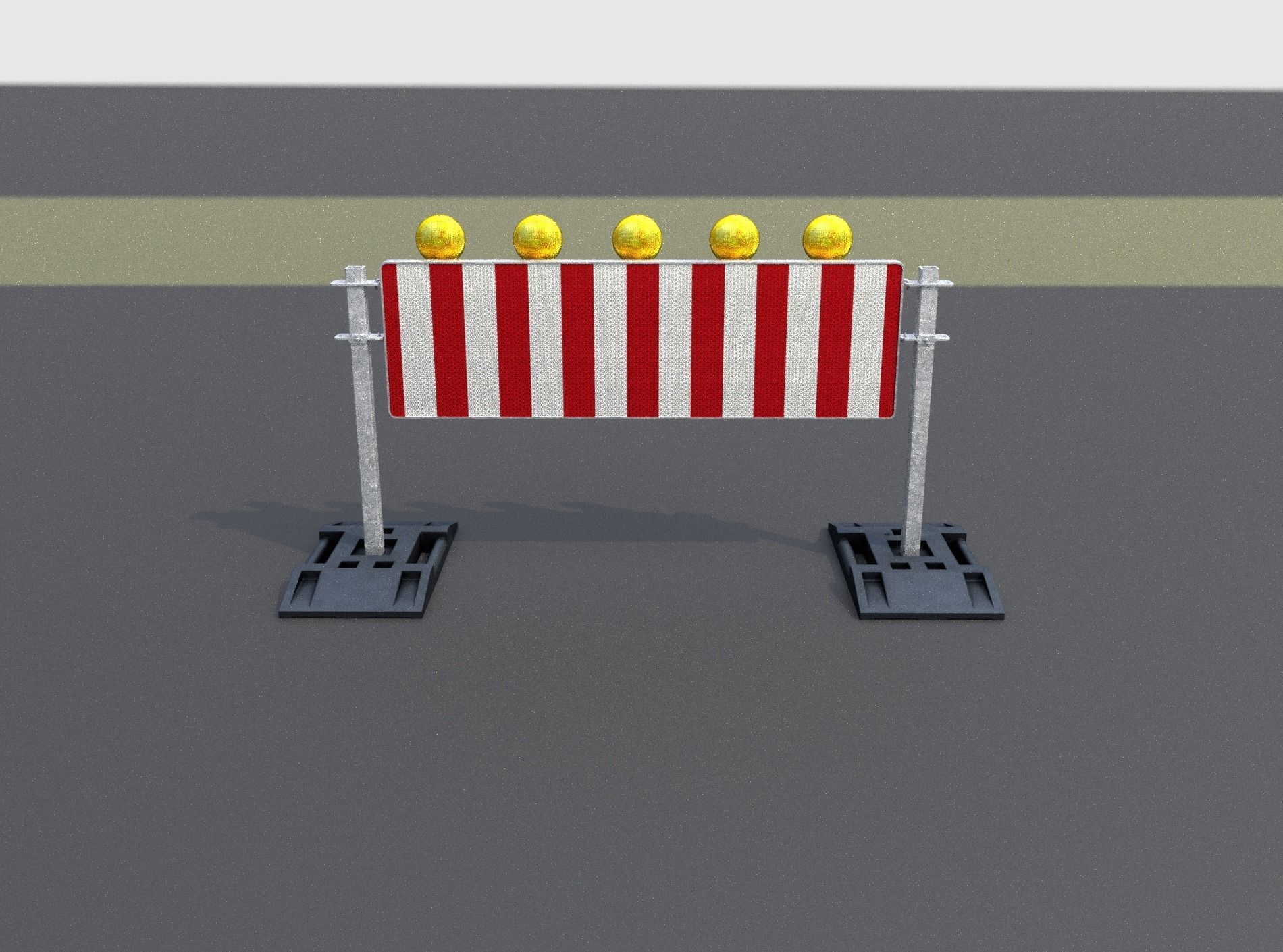 Construction Barrier 5 with warning lights 600-37 500x1600mm Low-poly 3D model_4