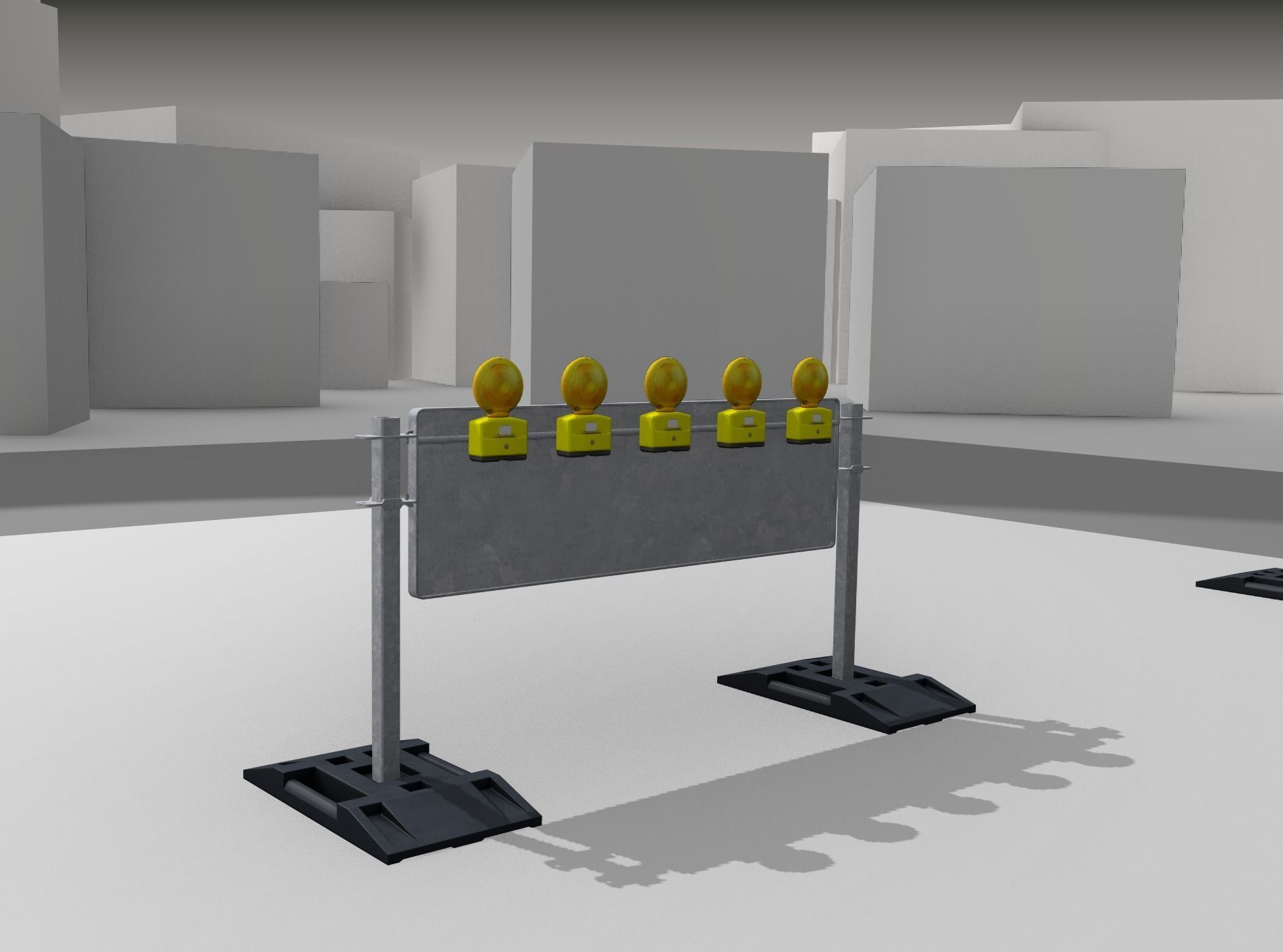 Construction Barrier 5 with warning lights 600-37 500x1600mm Low-poly 3D model_22