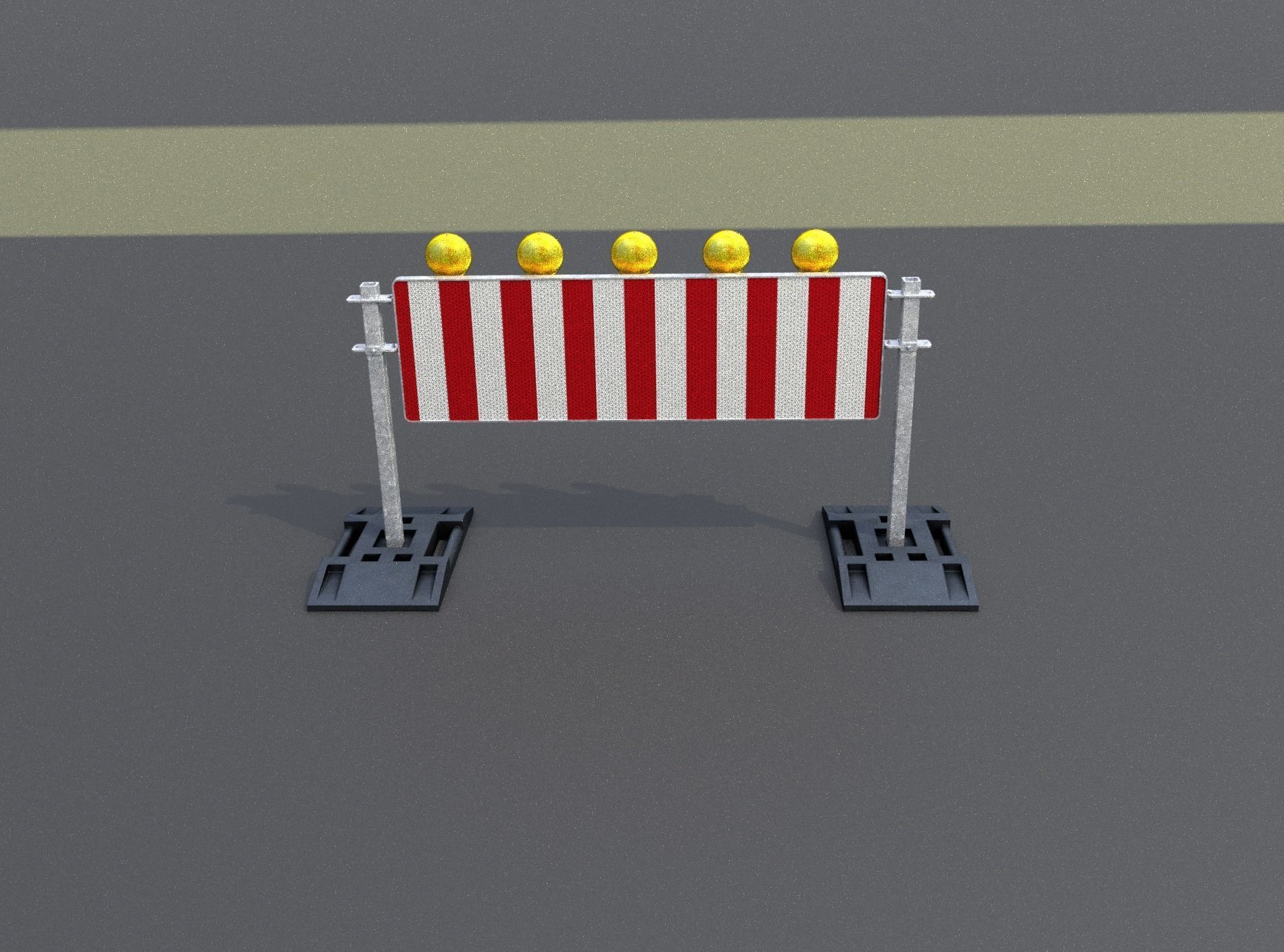 Construction Barrier 5 with warning lights 600-37 500x1600mm Low-poly 3D model_50