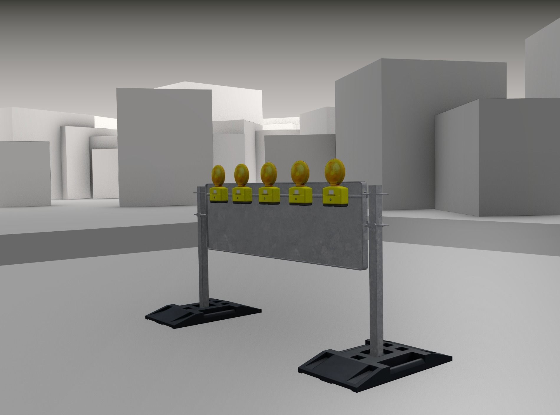 Construction Barrier 5 with warning lights 600-37 500x1600mm Low-poly 3D model_32