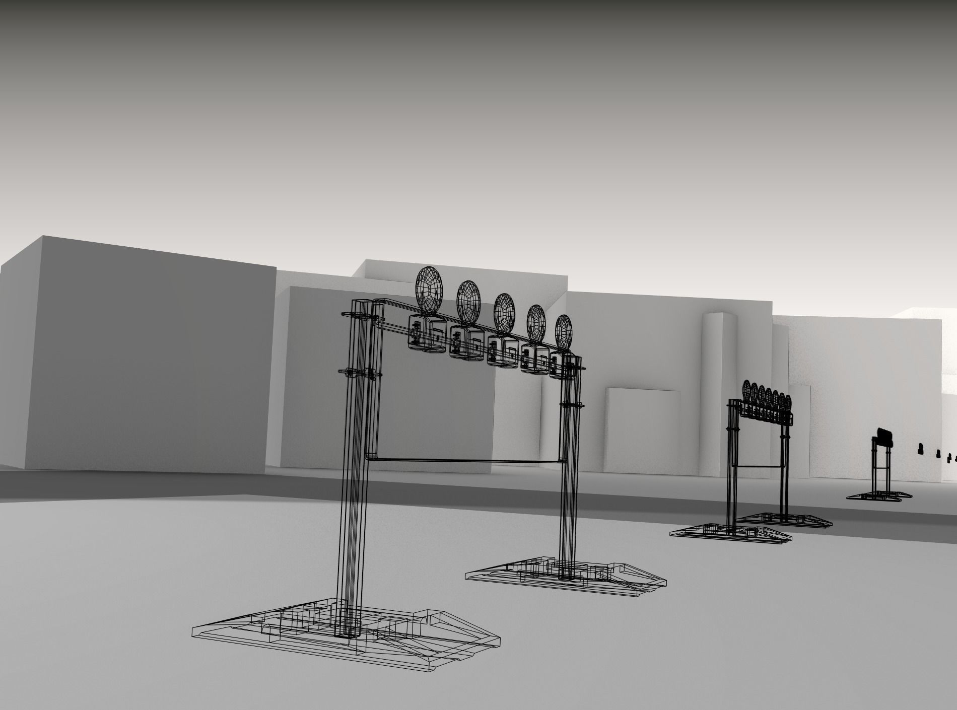 Construction Barrier 5 with warning lights 600-37 500x1600mm Low-poly 3D model_19