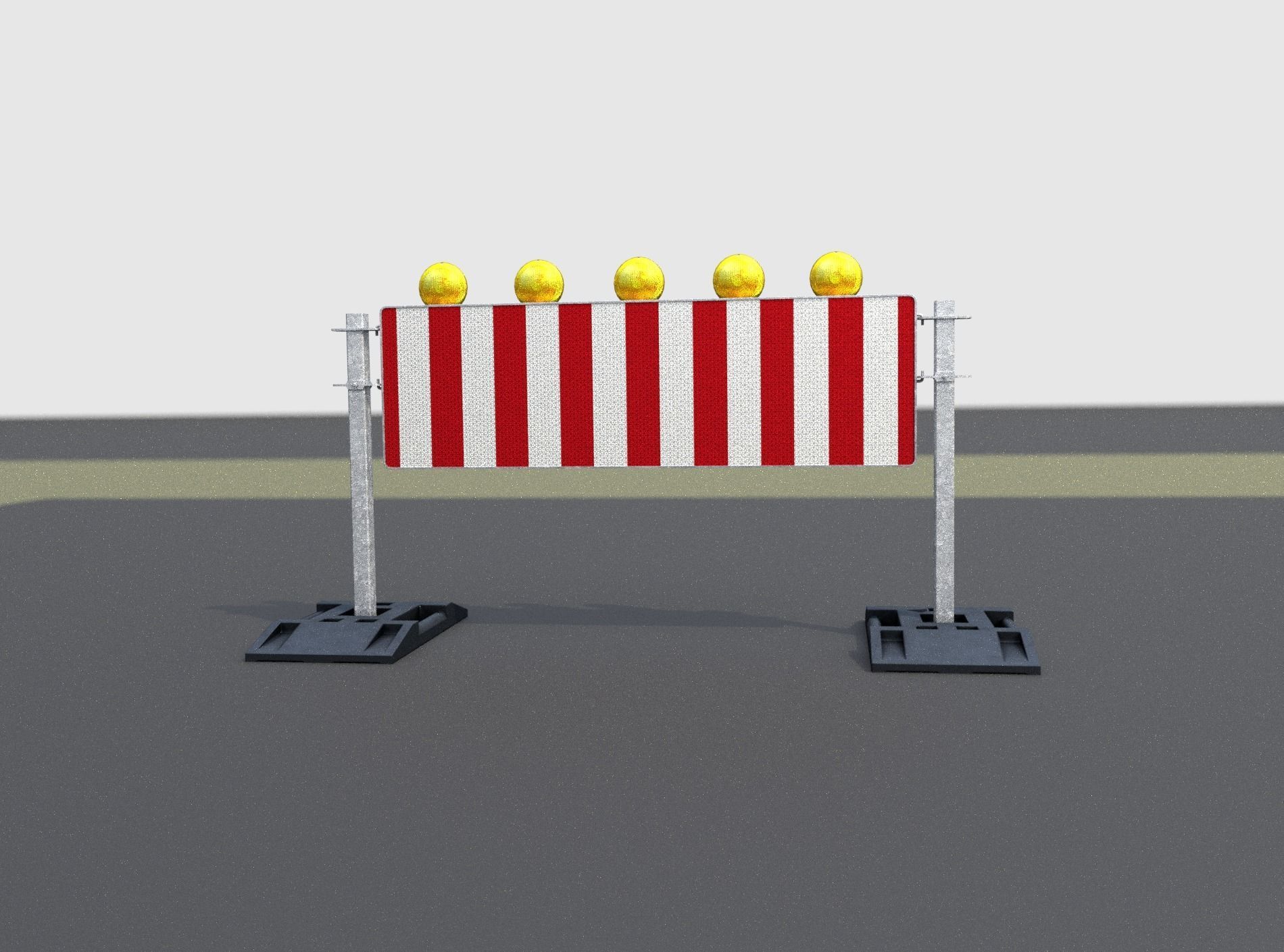 Construction Barrier 5 with warning lights 600-37 500x1600mm Low-poly 3D model_6