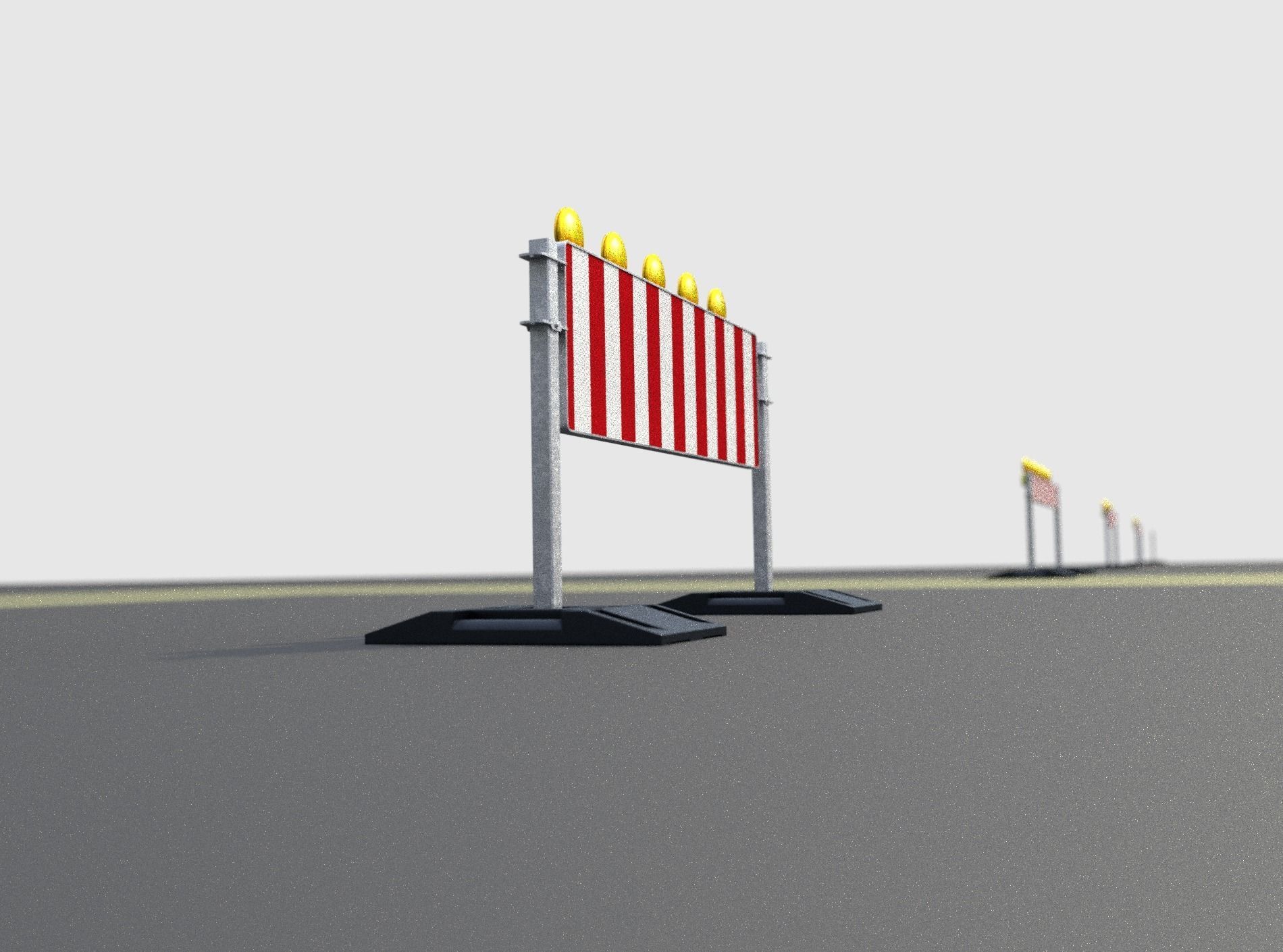 Construction Barrier 5 with warning lights 600-37 500x1600mm Low-poly 3D model_39