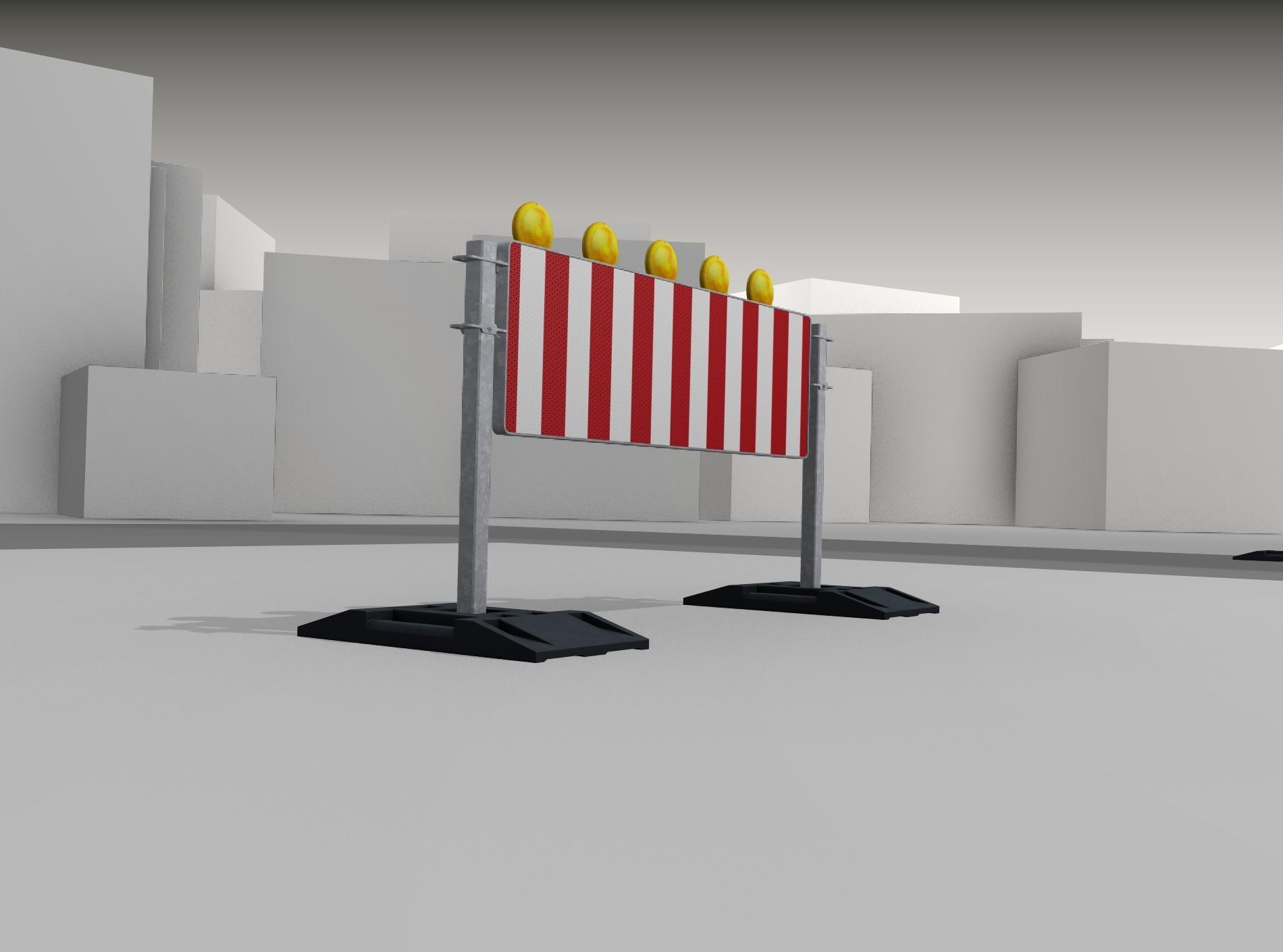 Construction Barrier 5 with warning lights 600-37 500x1600mm Low-poly 3D model_42