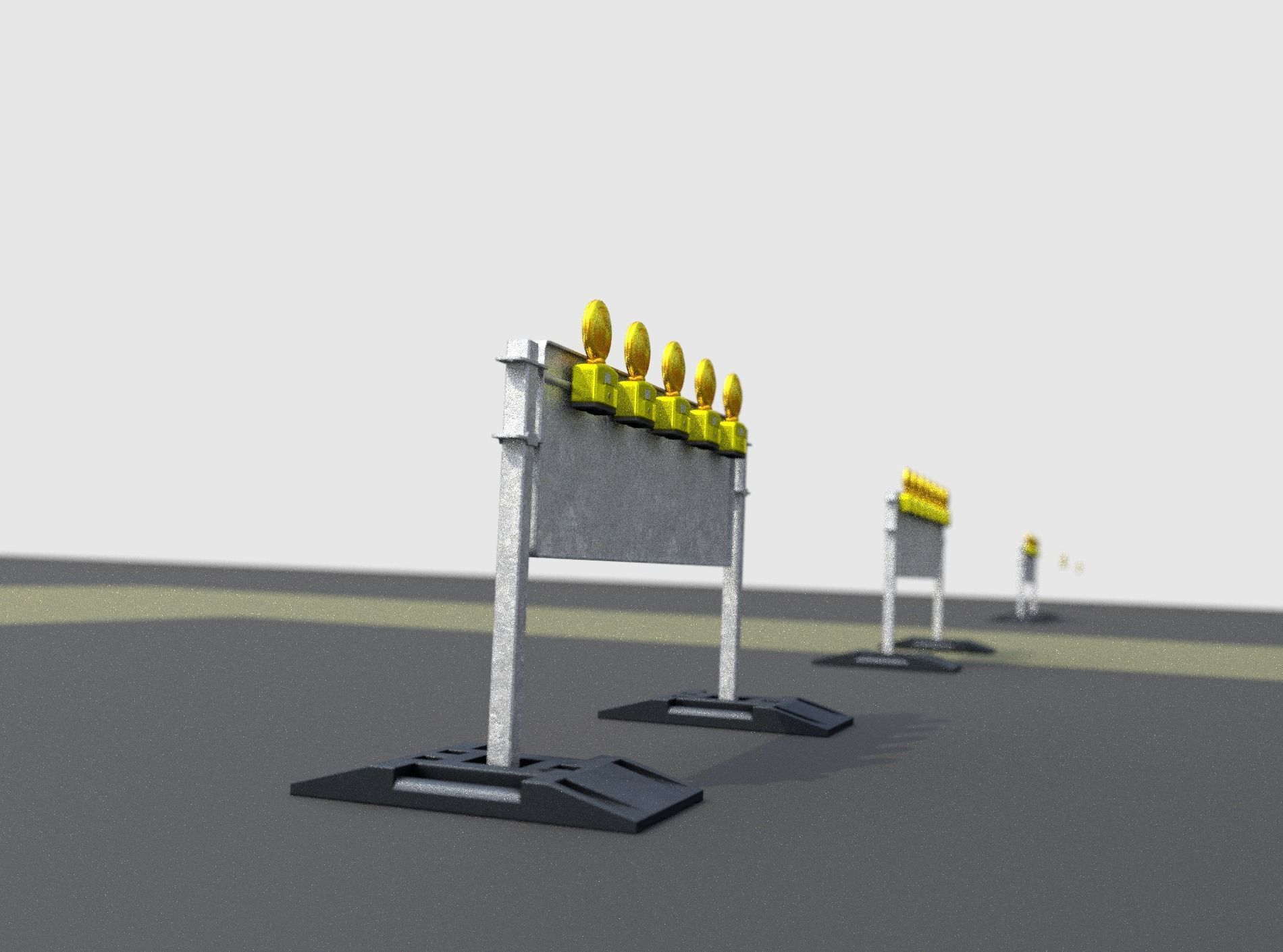 Construction Barrier 5 with warning lights 600-37 500x1600mm Low-poly 3D model_18