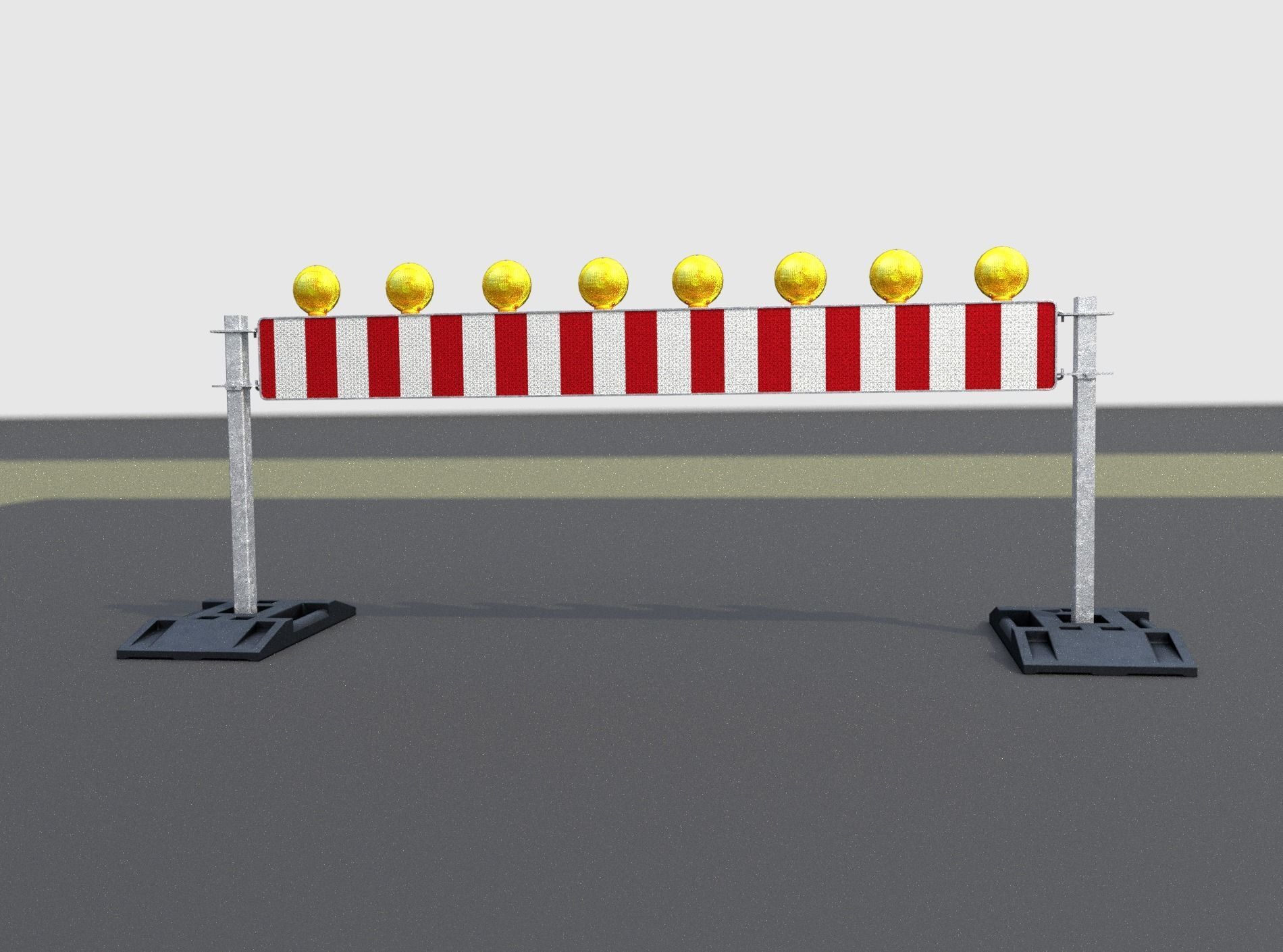 Construction Barrier 5 with warning lights 600-36 250x2400mm Low-poly 3D model_6