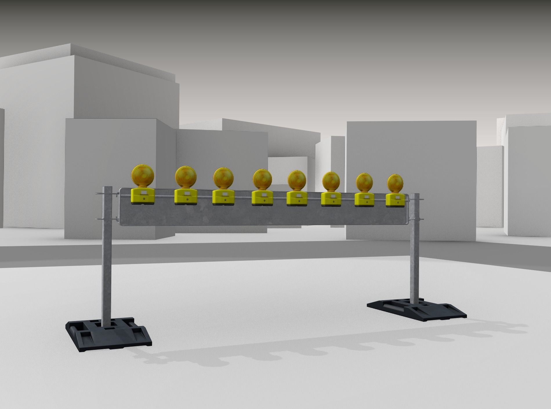 Construction Barrier 5 with warning lights 600-36 250x2400mm Low-poly 3D model_24