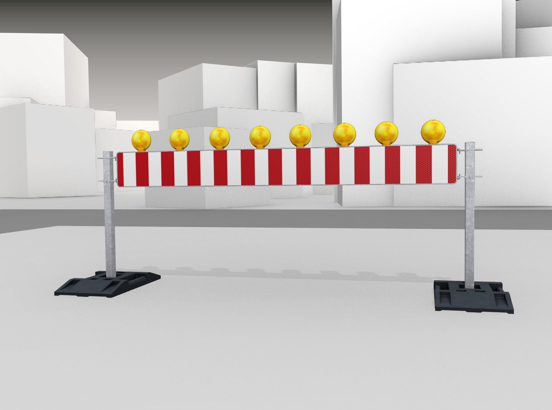 Construction Barrier 5 with warning lights 600-36 250x2400mm Low-poly 3D model_7