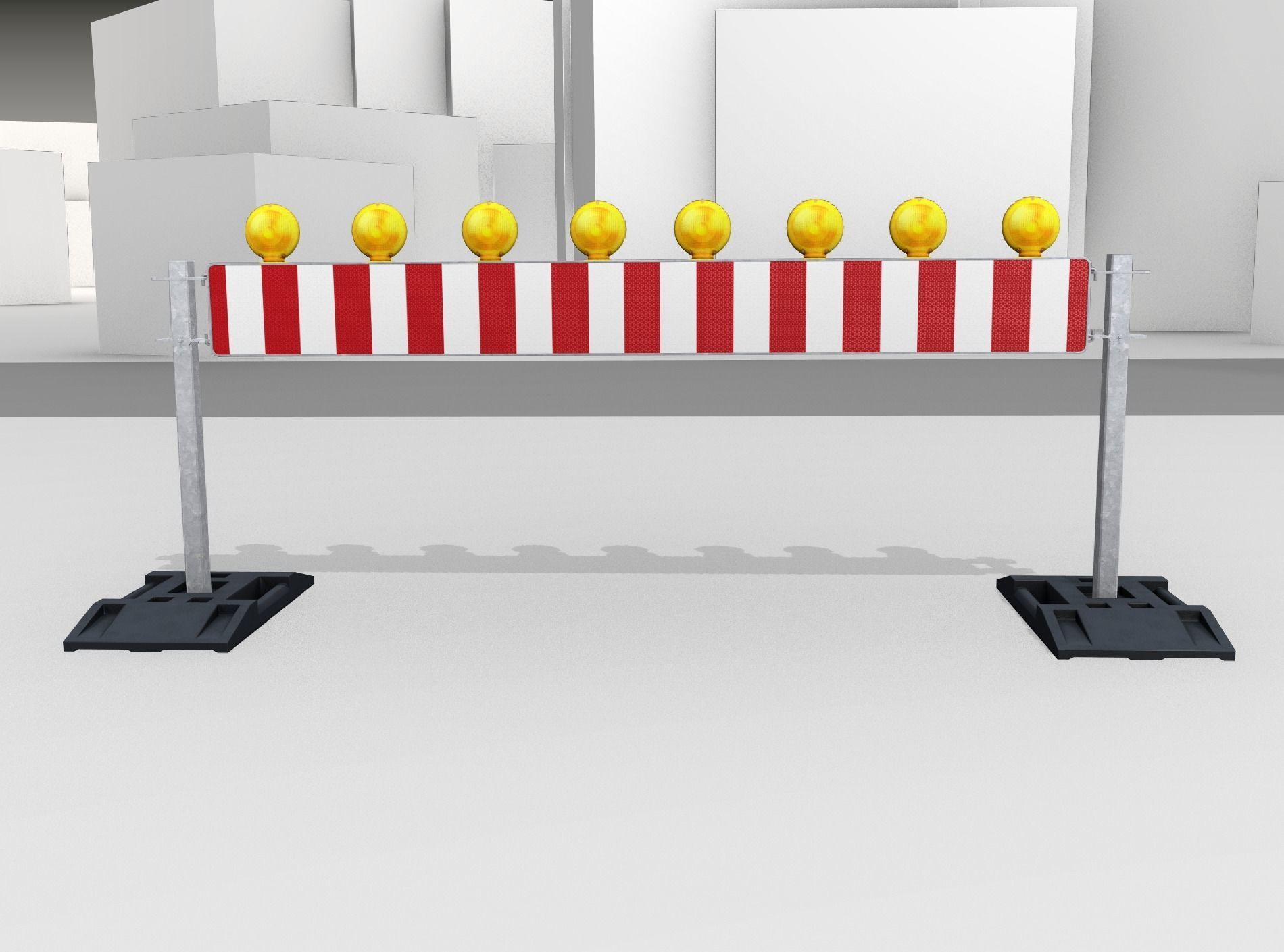 Construction Barrier 5 with warning lights 600-36 250x2400mm Low-poly 3D model_5