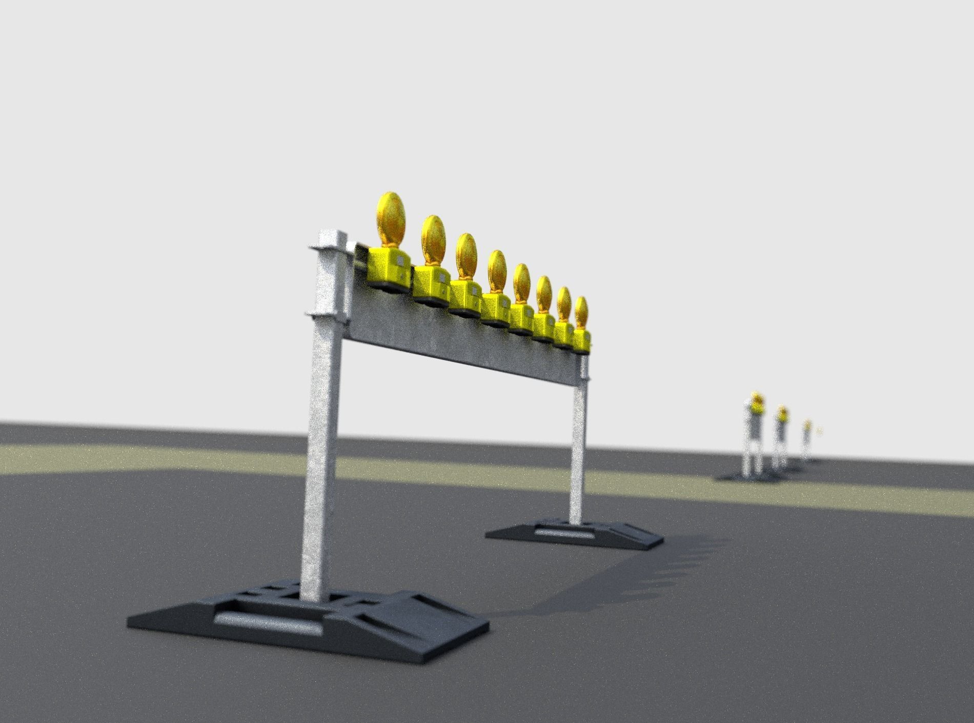 Construction Barrier 5 with warning lights 600-36 250x2400mm Low-poly 3D model_18