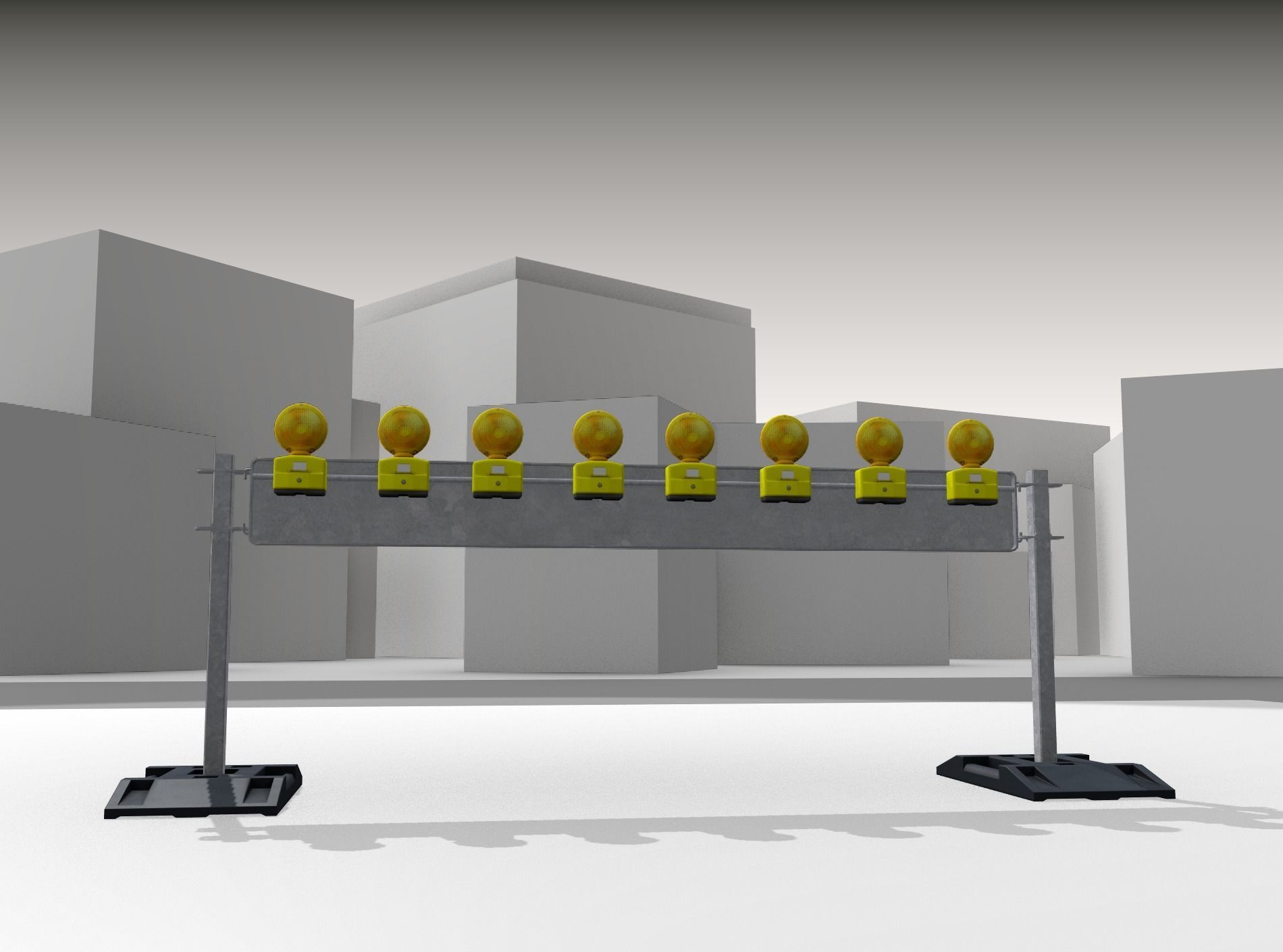 Construction Barrier 5 with warning lights 600-36 250x2400mm Low-poly 3D model_26