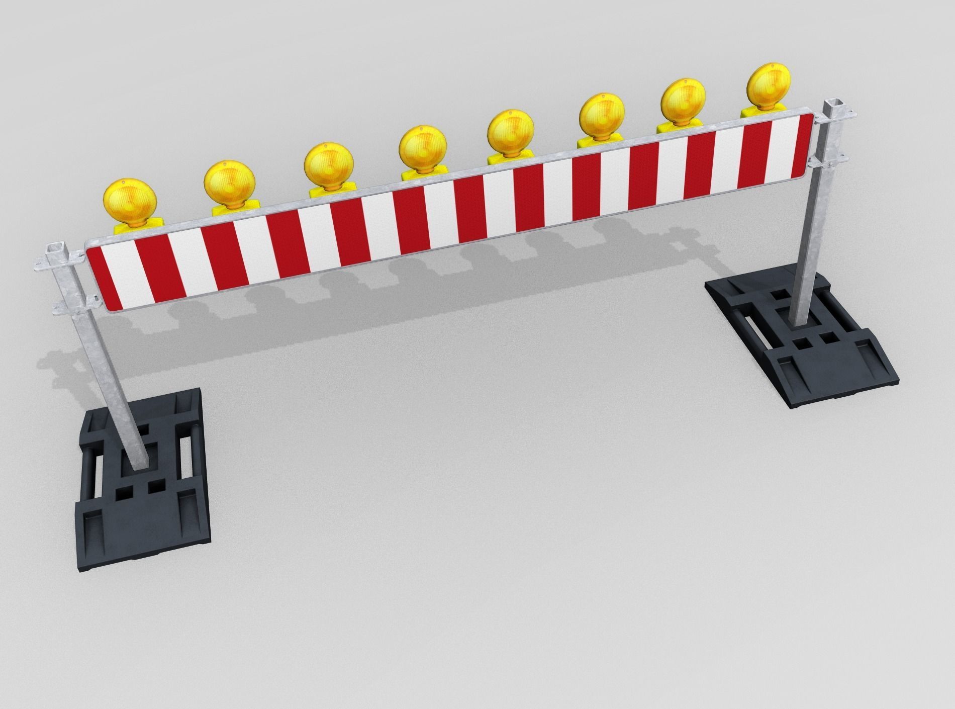 Construction Barrier 5 with warning lights 600-36 250x2400mm Low-poly 3D model_45