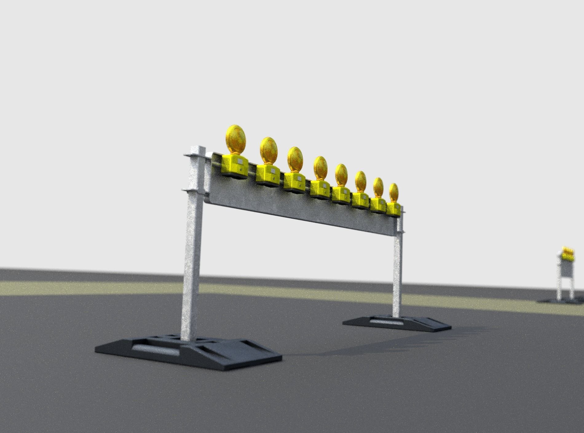 Construction Barrier 5 with warning lights 600-36 250x2400mm Low-poly 3D model_20