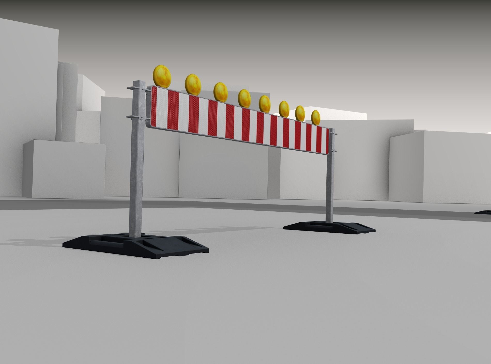 Construction Barrier 5 with warning lights 600-36 250x2400mm Low-poly 3D model_42