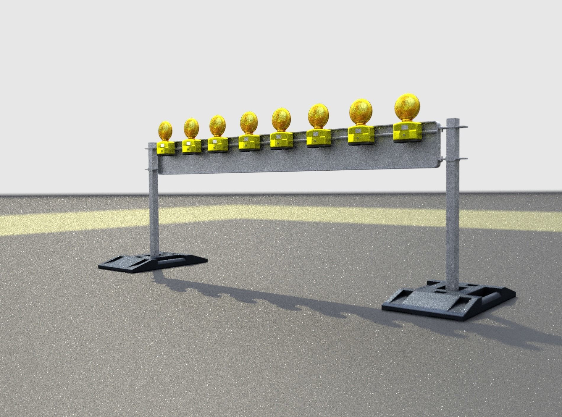 Construction Barrier 5 with warning lights 600-36 250x2400mm Low-poly 3D model_31