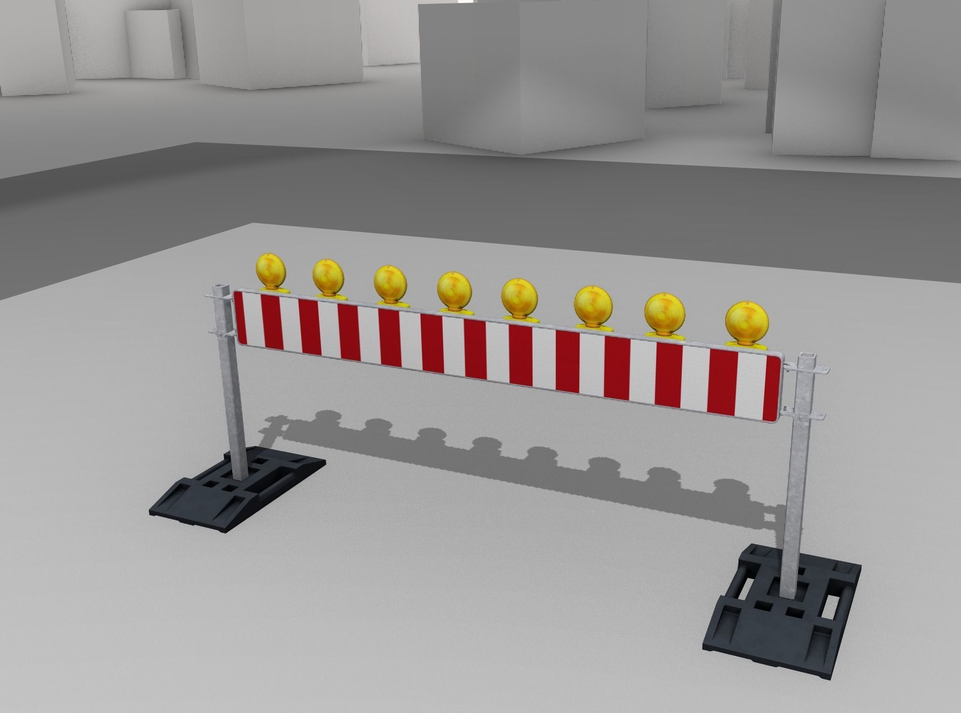 Construction Barrier 5 with warning lights 600-36 250x2400mm Low-poly 3D model_9